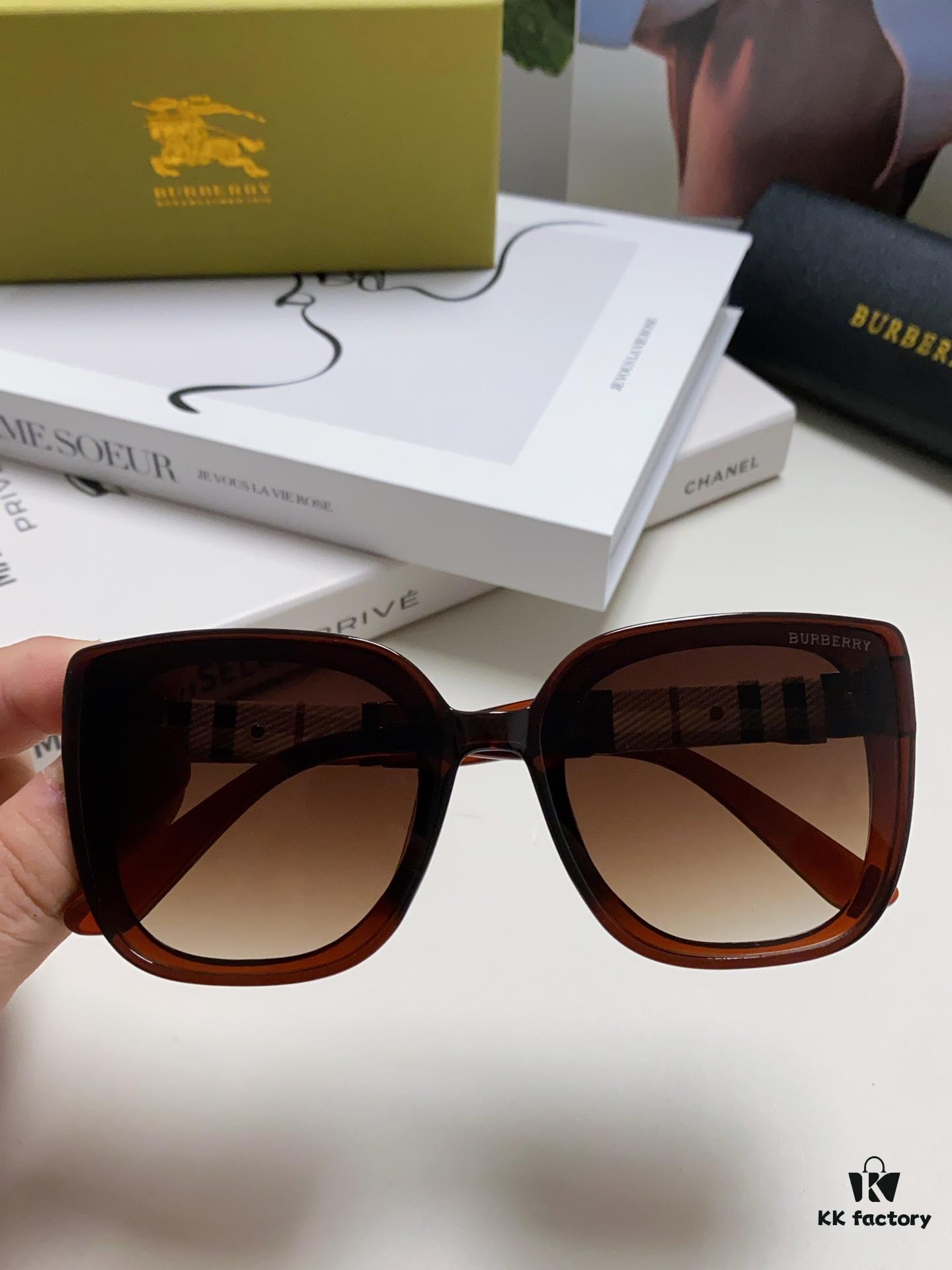 6931ad56ccd8ab3d7afa1988 Burberry 2024 New Korean-Style Oversized Wide-Leg Stylish Fast-Fashion Sunglasses Unisex Celebrity-Inspired Slimming Sun Glasses with Horse Logo and Classic Check Pattern