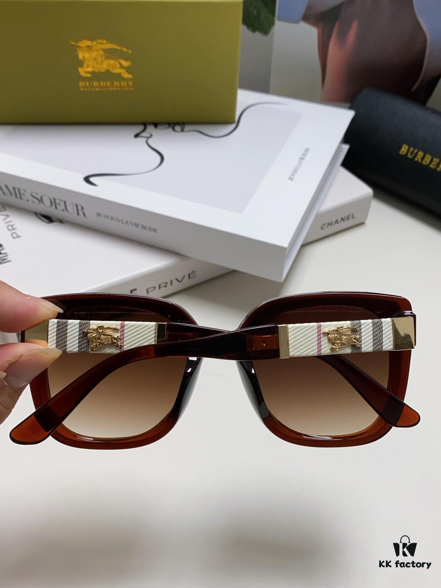 6931ad56ccd8ab3d7afa1989 Burberry 2024 New Korean-Style Oversized Wide-Leg Stylish Fast-Fashion Sunglasses Unisex Celebrity-Inspired Slimming Sun Glasses with Horse Logo and Classic Check Pattern
