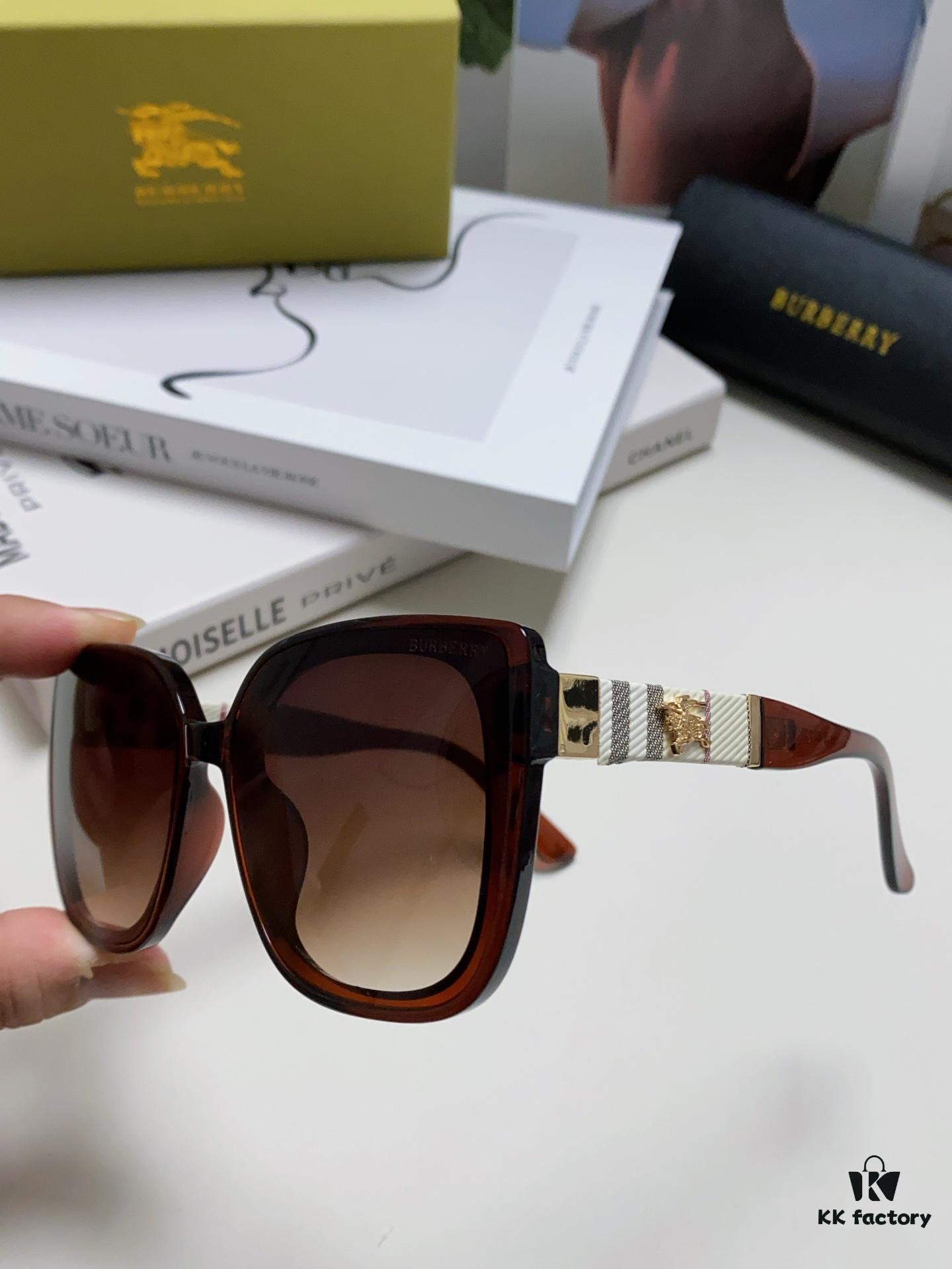 6931ad56ccd8ab3d7afa198a Burberry 2024 New Korean-Style Oversized Wide-Leg Stylish Fast-Fashion Sunglasses Unisex Celebrity-Inspired Slimming Sun Glasses with Horse Logo and Classic Check Pattern
