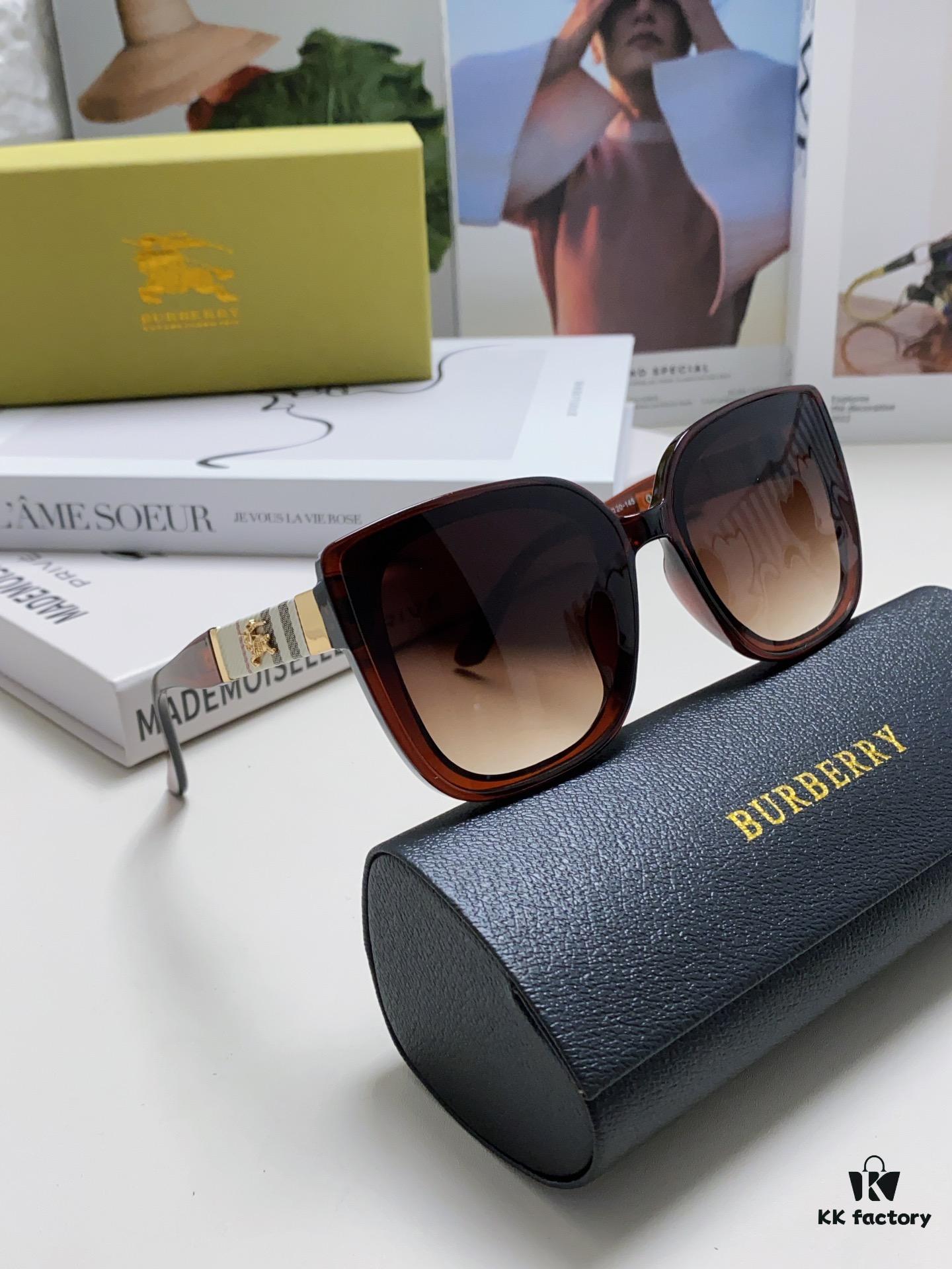 6931ad56ccd8ab3d7afa198c Burberry 2024 New Korean-Style Oversized Wide-Leg Stylish Fast-Fashion Sunglasses Unisex Celebrity-Inspired Slimming Sun Glasses with Horse Logo and Classic Check Pattern