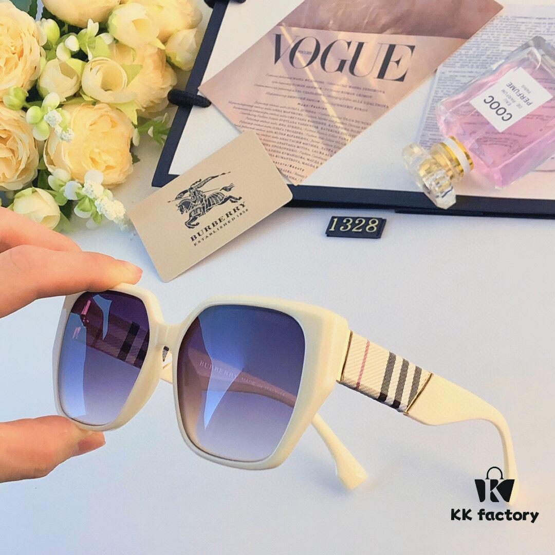 Burberry 2024 New Fashion Korean-Style Large-Frame Sunglasses for Women, Stylish UV-Protection Sun Glasses