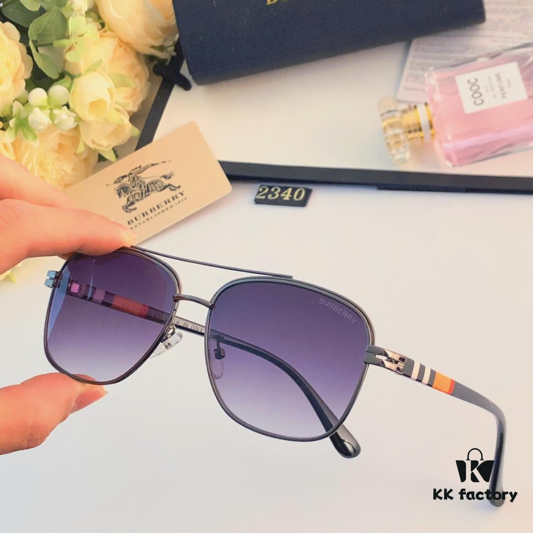6931ad70ccd8ab3d7afa1b04 Burberry Retro Men's Metal Double-Bridge Aviator Sunglasses, High-End Business Style UV400 Anti-Ultraviolet Sun Glasses