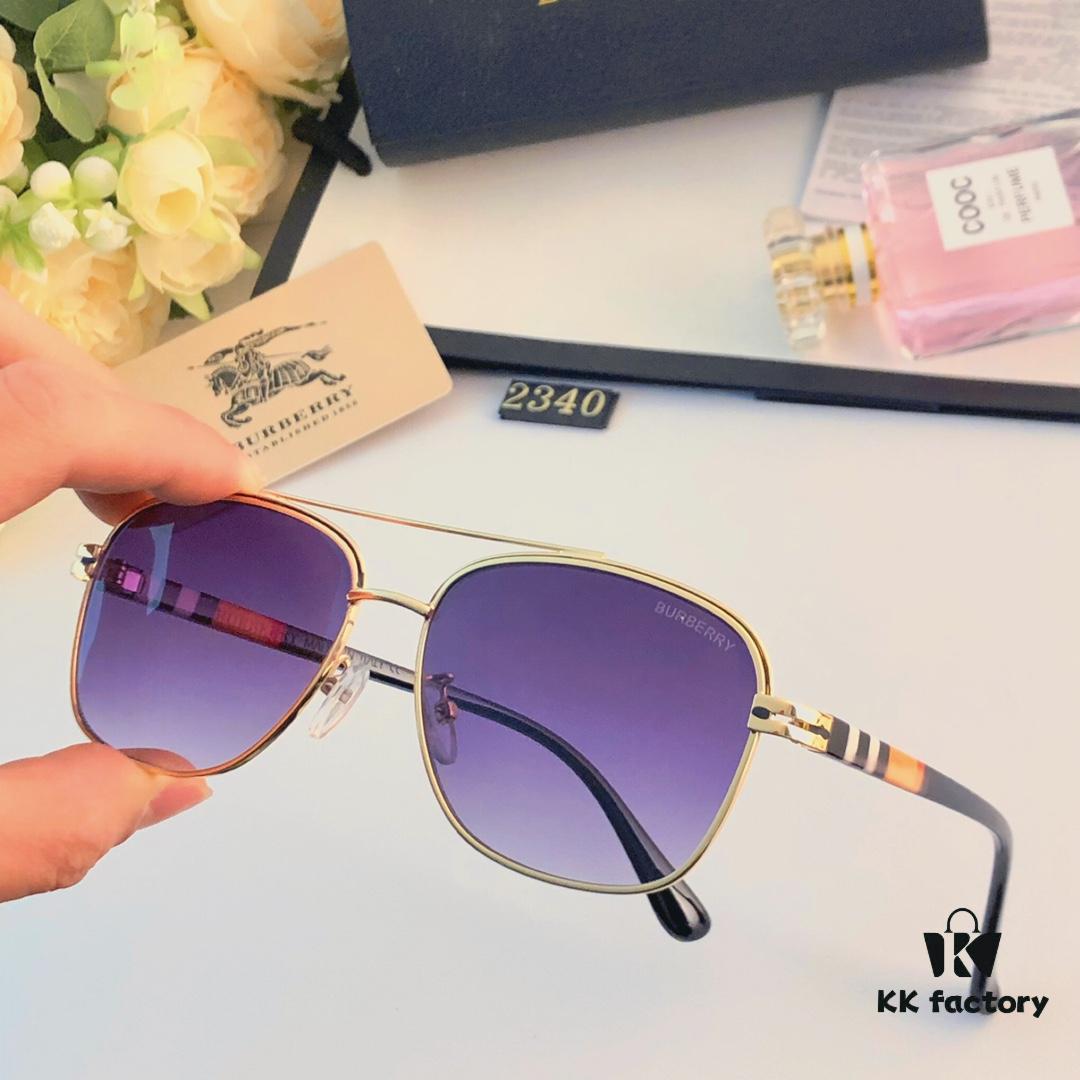 6931ad70ccd8ab3d7afa1b05 Burberry Retro Men's Metal Double-Bridge Aviator Sunglasses, High-End Business Style UV400 Anti-Ultraviolet Sun Glasses
