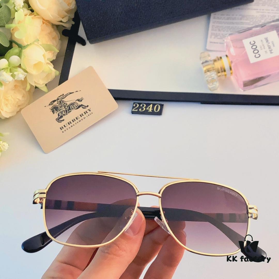 6931ad70ccd8ab3d7afa1b07 Burberry Retro Men's Metal Double-Bridge Aviator Sunglasses, High-End Business Style UV400 Anti-Ultraviolet Sun Glasses