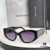 Balenciaga BB0324SK Micro Cat-Eye Sunglasses with Shiny Gold BB Logo and Hidden Hinges