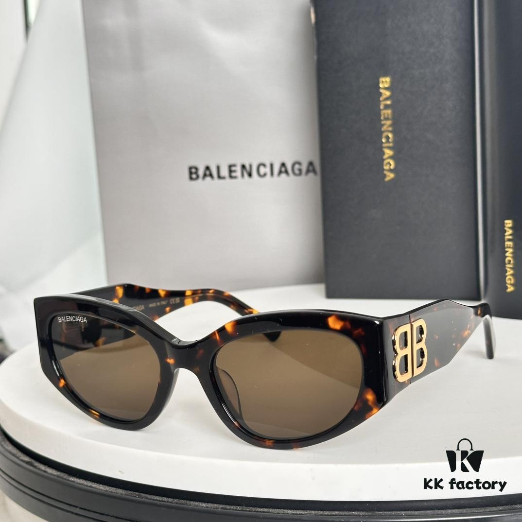Balenciaga BB0324SK Micro Cat-Eye Sunglasses with Shiny Gold BB Logo and Hidden Hinges