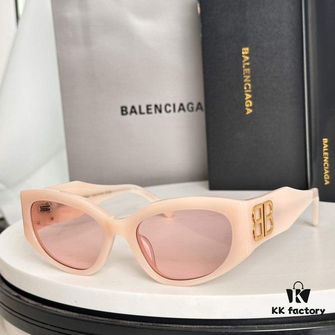 Balenciaga BB0324SK Micro Cat-Eye Sunglasses with Shiny Gold BB Logo and Hidden Hinges
