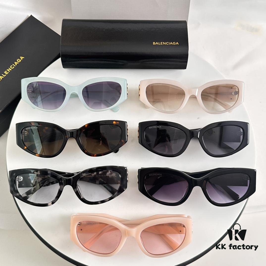 Balenciaga BB0324SK Micro Cat-Eye Sunglasses with Shiny Gold BB Logo and Hidden Hinges