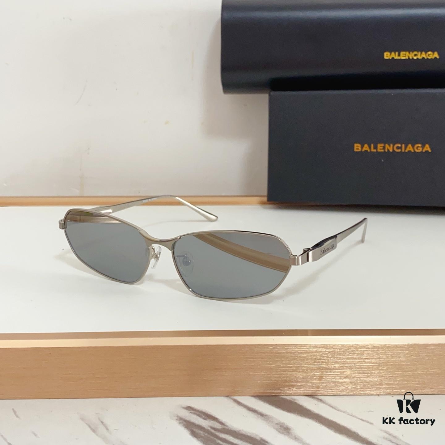 6931ad95ccd8ab3d7afa1d0f 140 Balenciaga BB0355S Sculptural Metal-Temple Futuristic Oval Frame Sunglasses