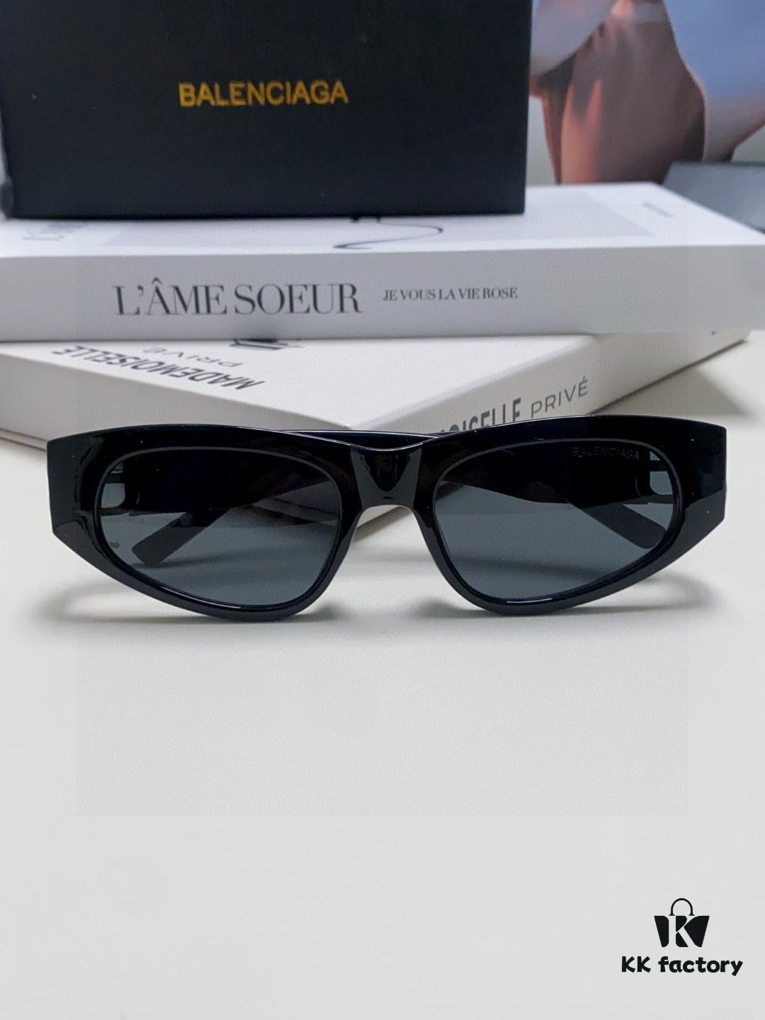 6931ada7ccd8ab3d7afa1e0c Balenciaga Black Sunglasses Double B Streetwear Women's Summer Sun Glasses 2025 New Arrival Hip-Hop Retro Fashion High-End UV Protection Sunglasses