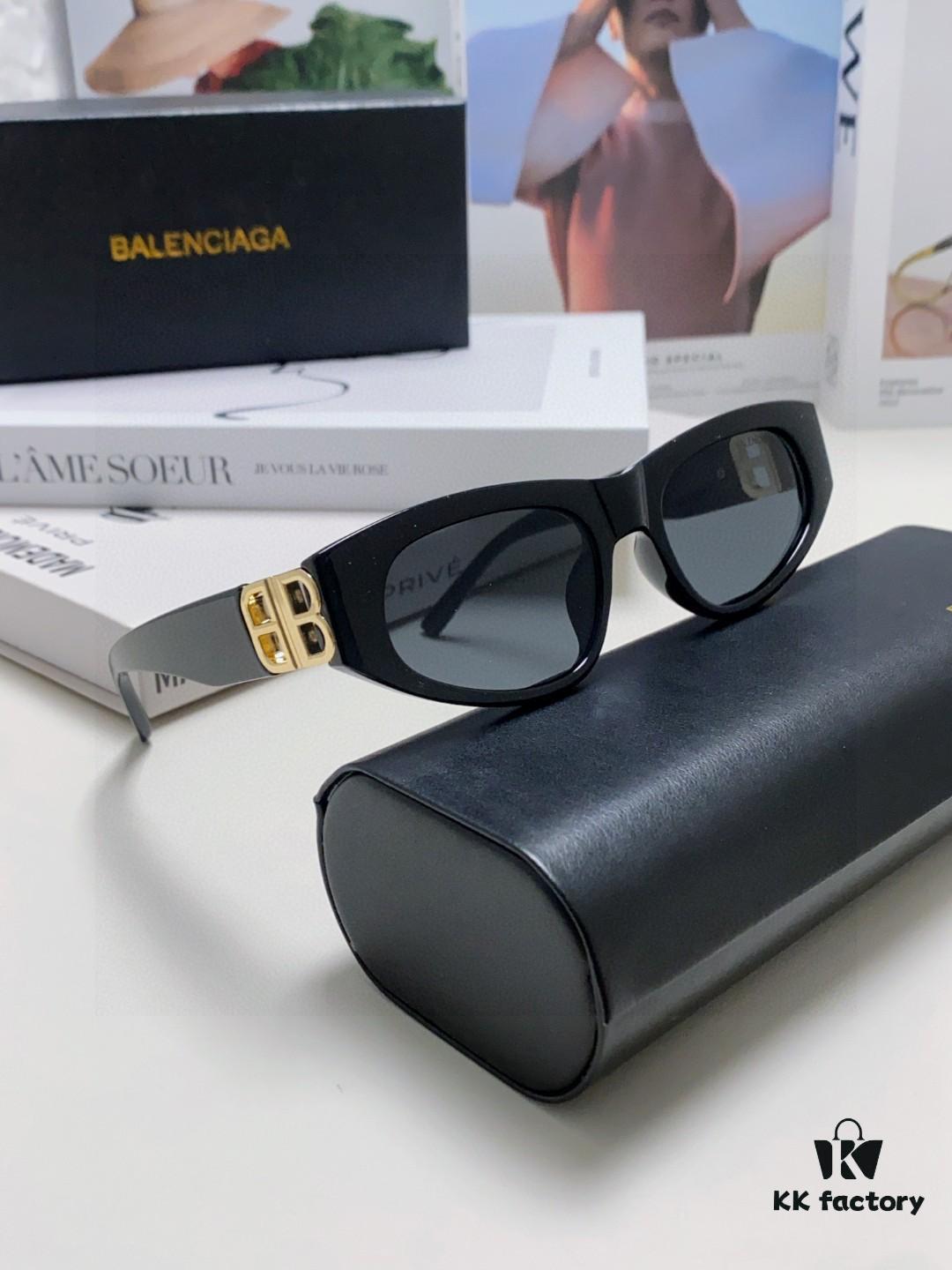 6931ada7ccd8ab3d7afa1e0d Balenciaga Black Sunglasses Double B Streetwear Women's Summer Sun Glasses 2025 New Arrival Hip-Hop Retro Fashion High-End UV Protection Sunglasses