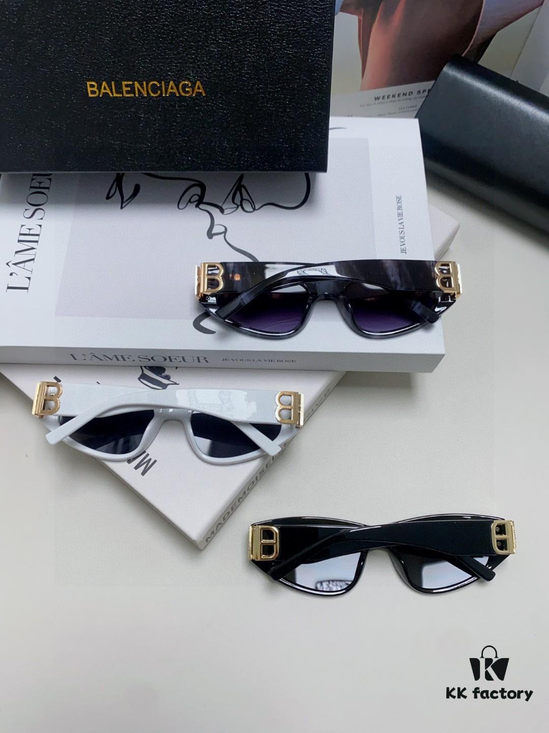 6931ada7ccd8ab3d7afa1e0e Balenciaga Black Sunglasses Double B Streetwear Women's Summer Sun Glasses 2025 New Arrival Hip-Hop Retro Fashion High-End UV Protection Sunglasses