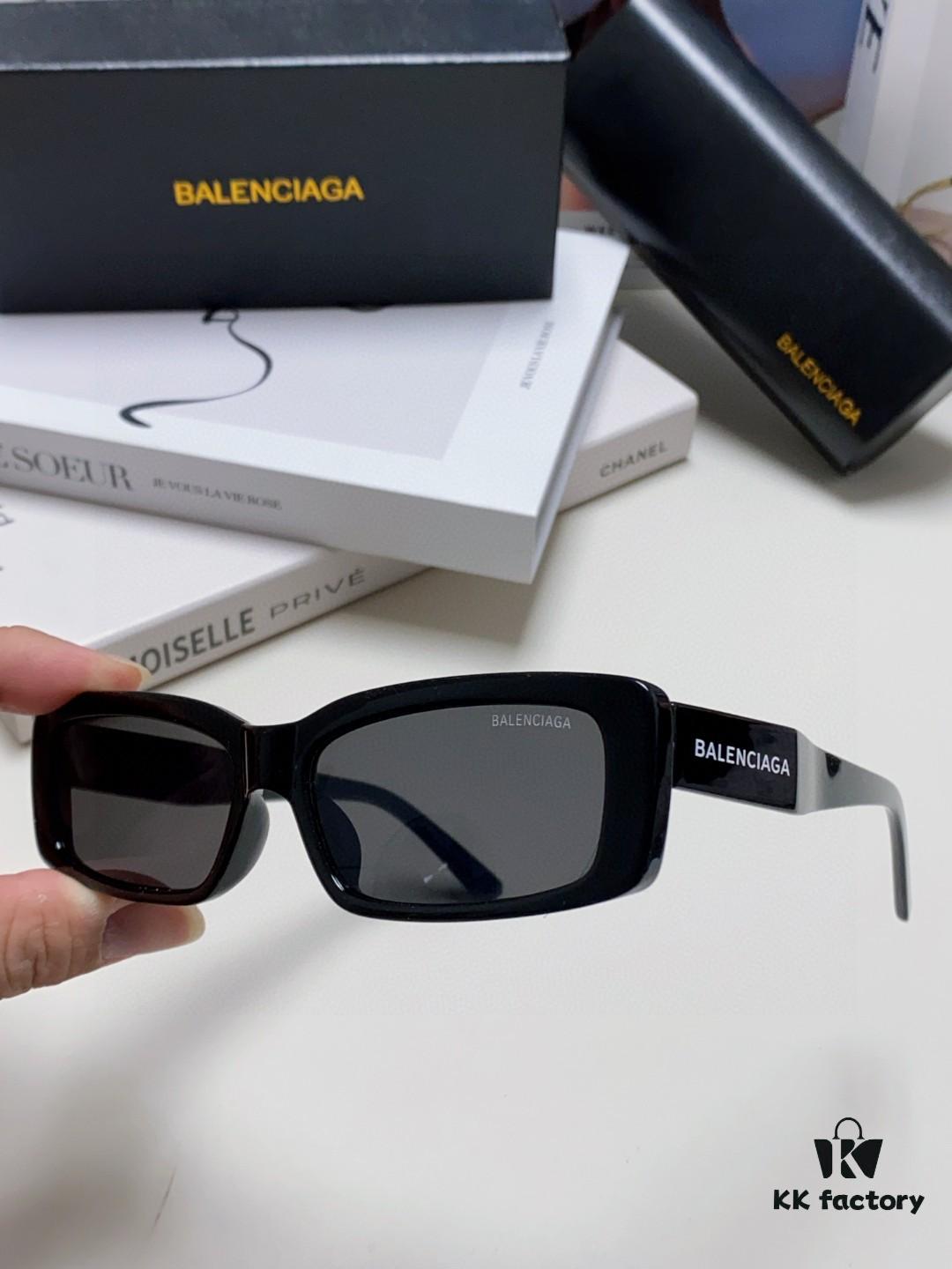 6931ada9ccd8ab3d7afa1e2b Balenciaga 2025 New Arrival European and American Fashion Statement Rectangular Sunglasses with Wide Lettering, Trendy Instagram-Worthy Avant-Garde Eyewear