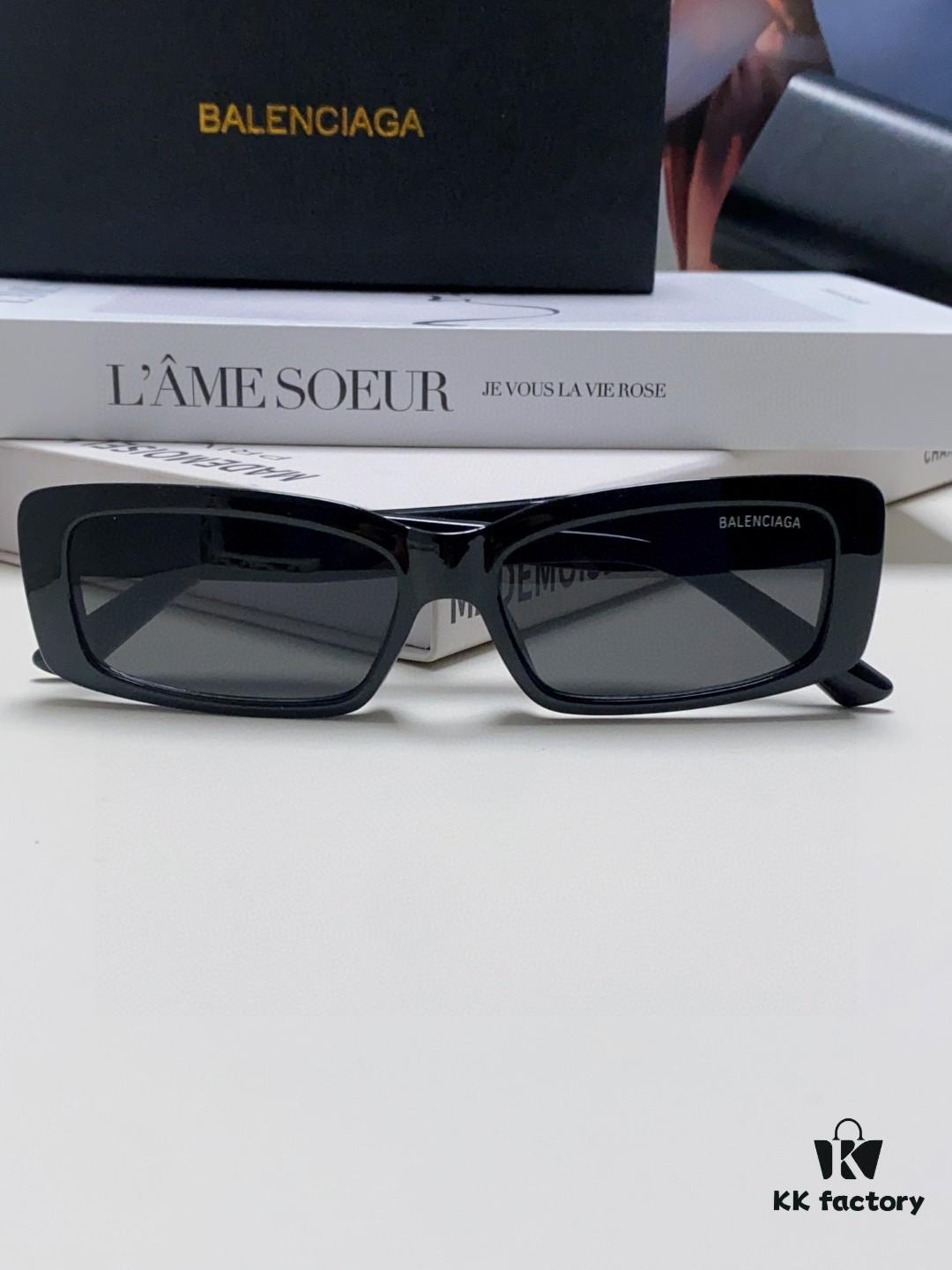 6931ada9ccd8ab3d7afa1e2c Balenciaga 2025 New Arrival European and American Fashion Statement Rectangular Sunglasses with Wide Lettering, Trendy Instagram-Worthy Avant-Garde Eyewear