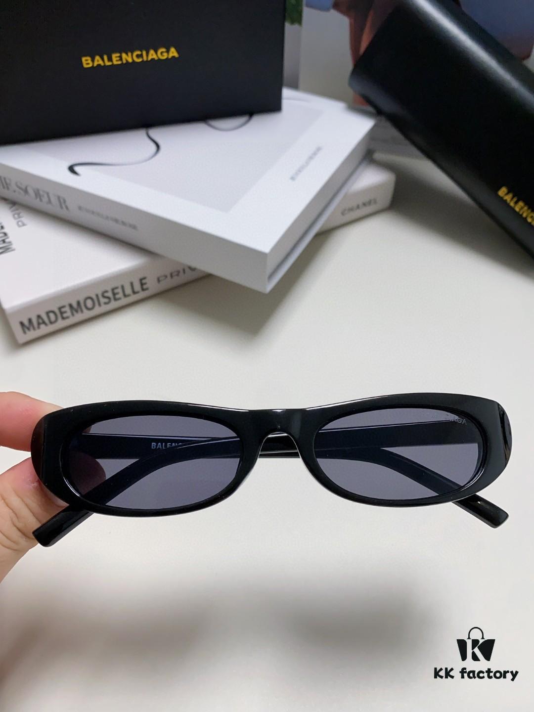 6931adbaccd8ab3d7afa1f16 Balenciaga Retro Small Oval Sunglasses Unisex, Minimalist Fashion Narrow Frame Sun Glasses for Men and Women, Stylish Face-Framing Eyewear
