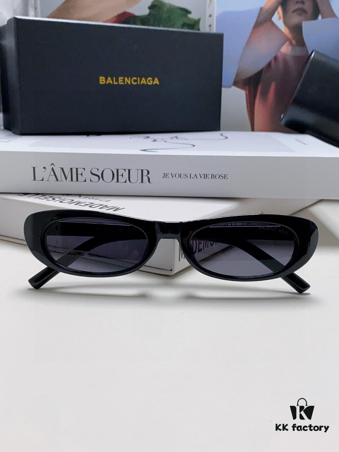 6931adbaccd8ab3d7afa1f19 Balenciaga Retro Small Oval Sunglasses Unisex, Minimalist Fashion Narrow Frame Sun Glasses for Men and Women, Stylish Face-Framing Eyewear