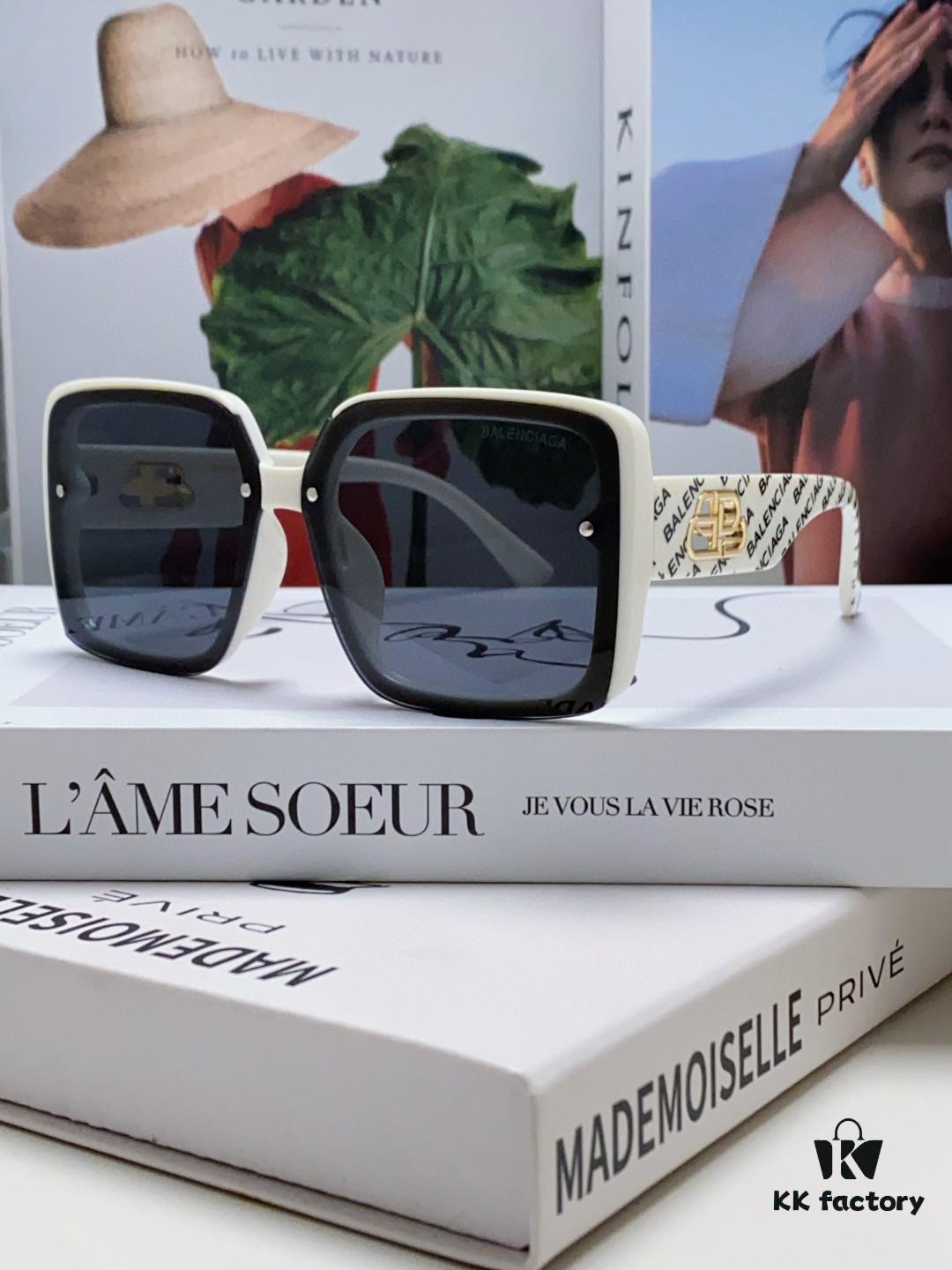 6931adbeccd8ab3d7afa1f54 BALENCIAGA Paris Fashion Street Snap Polarized Sunglasses for Women Clover Square Sunglasses Large Frame Slimming UV Protection Trendy Summer Hot Selling Eyewear