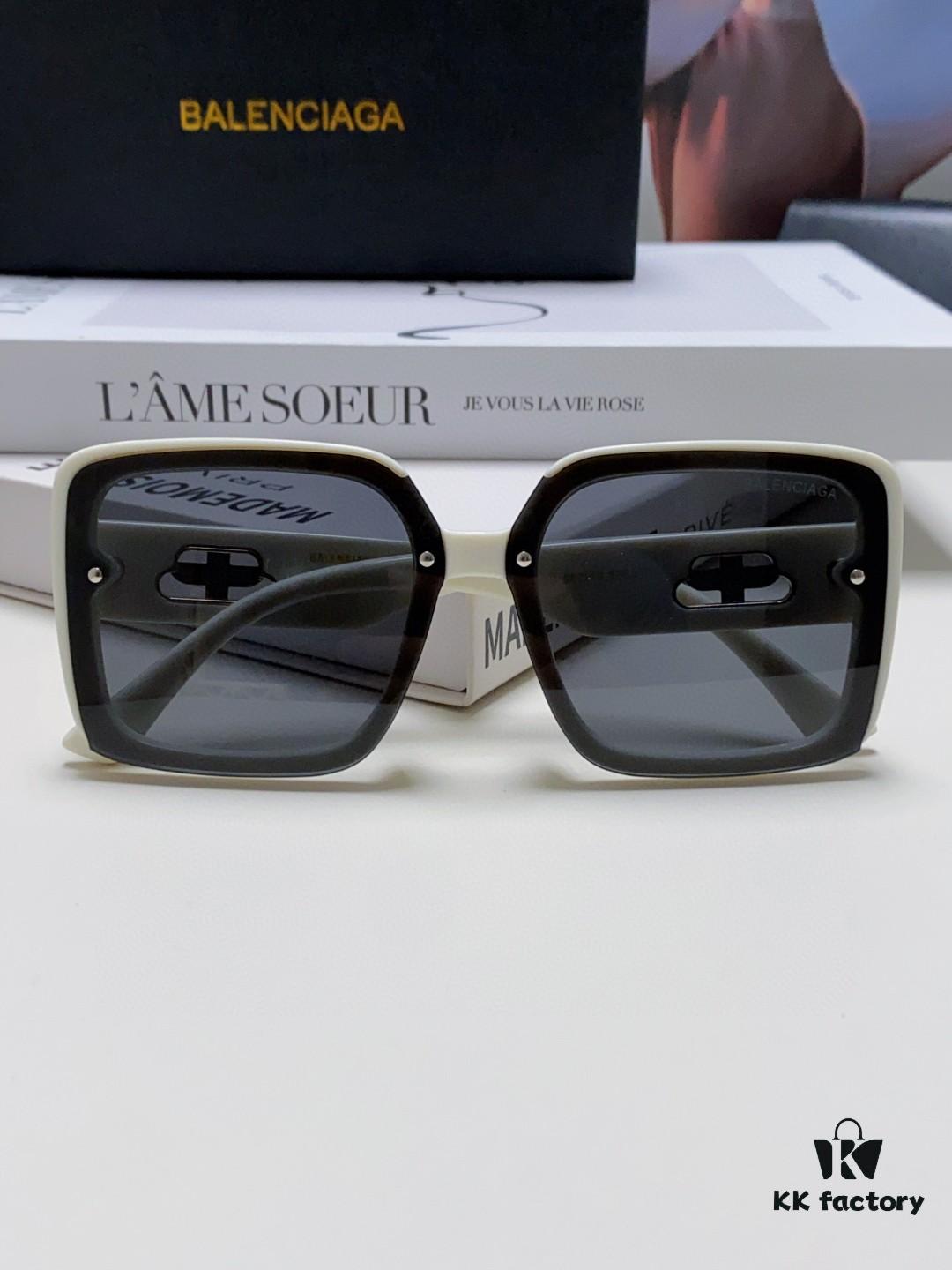 6931adbeccd8ab3d7afa1f5a BALENCIAGA Paris Fashion Street Snap Polarized Sunglasses for Women Clover Square Sunglasses Large Frame Slimming UV Protection Trendy Summer Hot Selling Eyewear