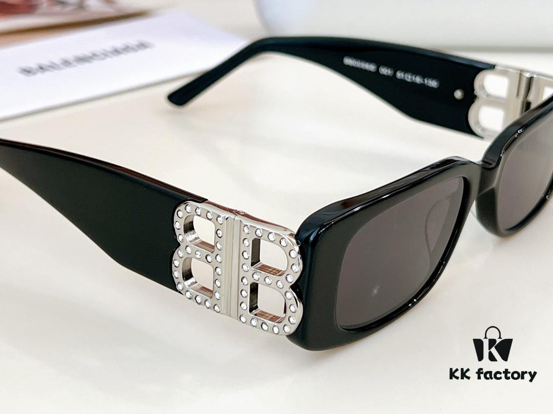 6931adc5ccd8ab3d7afa1fb2 Balenciaga Original Large Logo BB0096S Black Silver Crystal Limited Edition Sunglasses