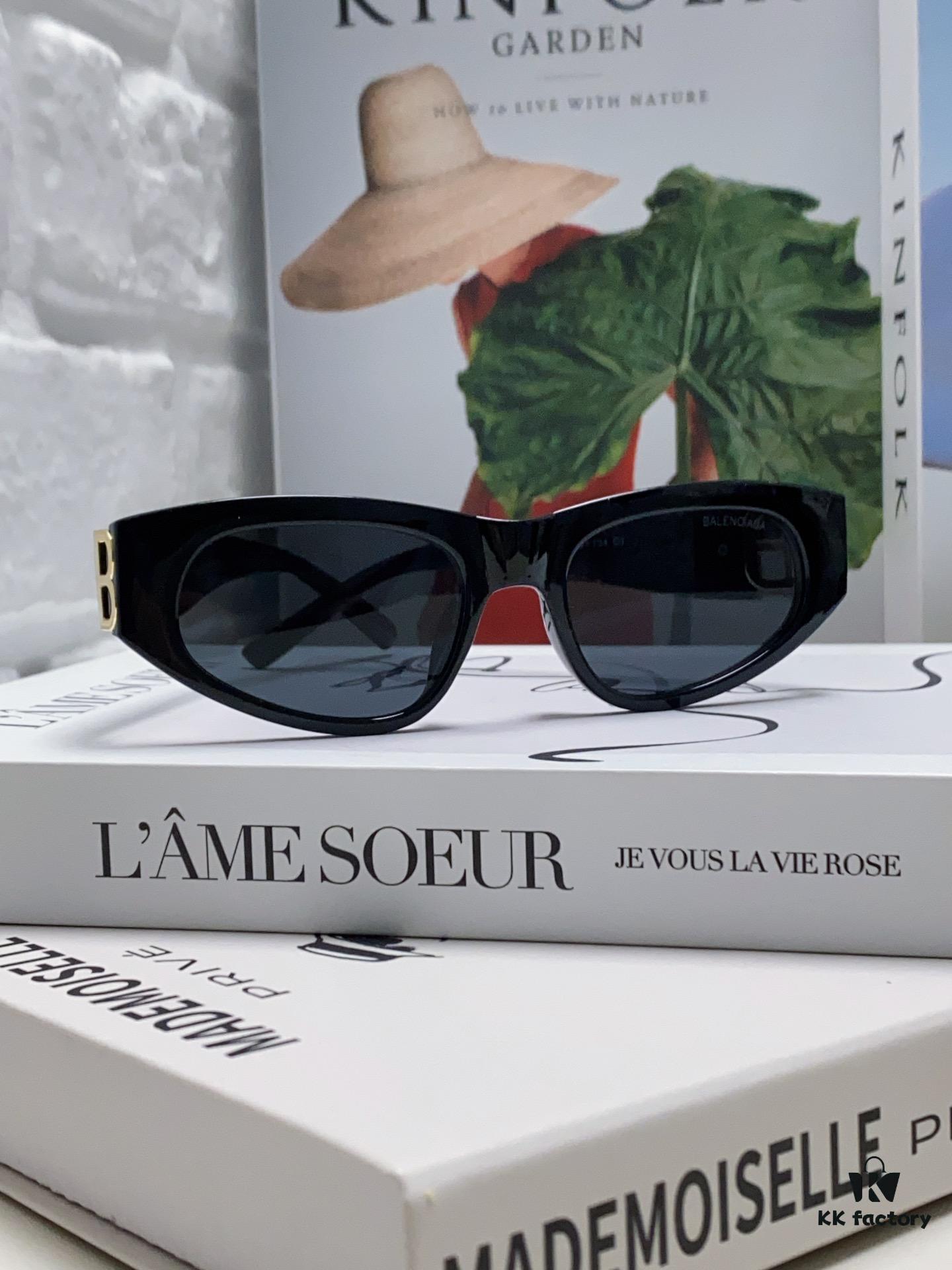 6931adc8ccd8ab3d7afa1fd7 Balenciaga Black Sunglasses Double B Streetwear Style Women's Summer Sun Glasses Ins 2024 New Arrival Hip-Hop Retro Fashion High-End UV Protection Eyewear