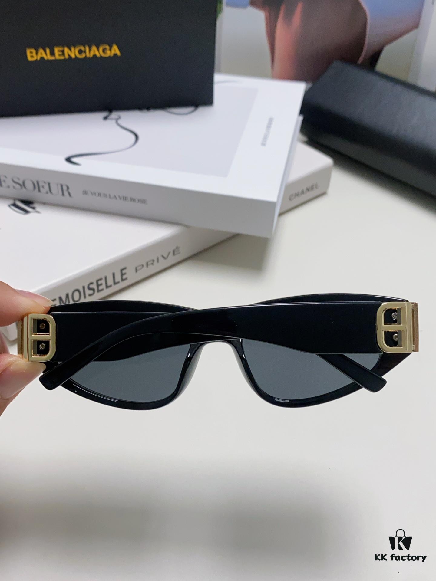 6931adc8ccd8ab3d7afa1fda Balenciaga Black Sunglasses Double B Streetwear Style Women's Summer Sun Glasses Ins 2024 New Arrival Hip-Hop Retro Fashion High-End UV Protection Eyewear