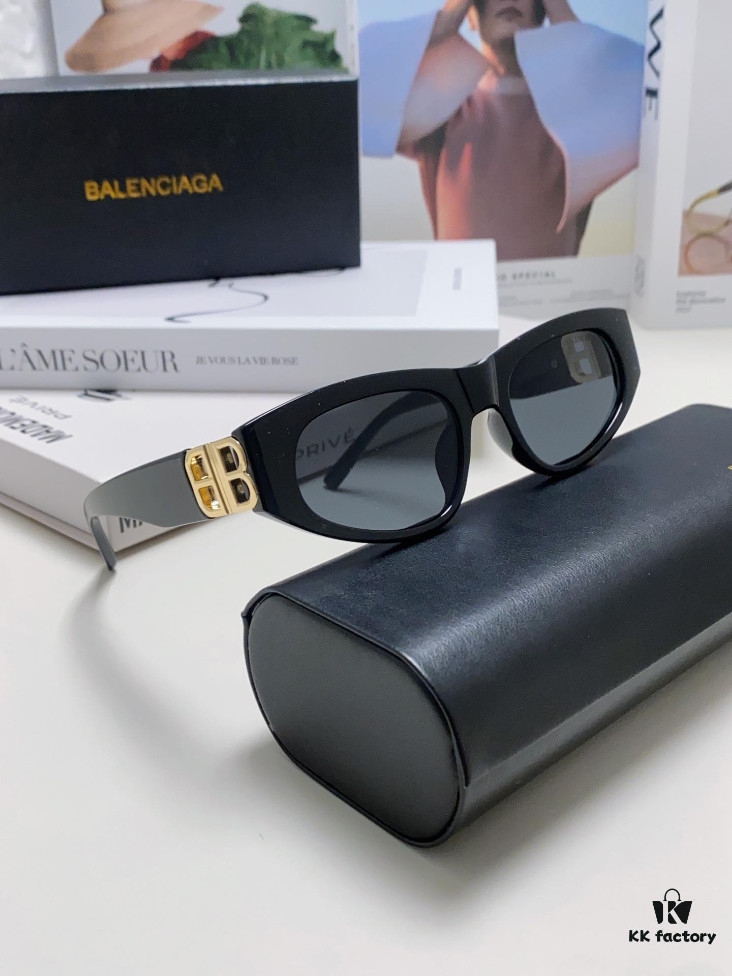 6931adc8ccd8ab3d7afa1fdd Balenciaga Black Sunglasses Double B Streetwear Style Women's Summer Sun Glasses Ins 2024 New Arrival Hip-Hop Retro Fashion High-End UV Protection Eyewear