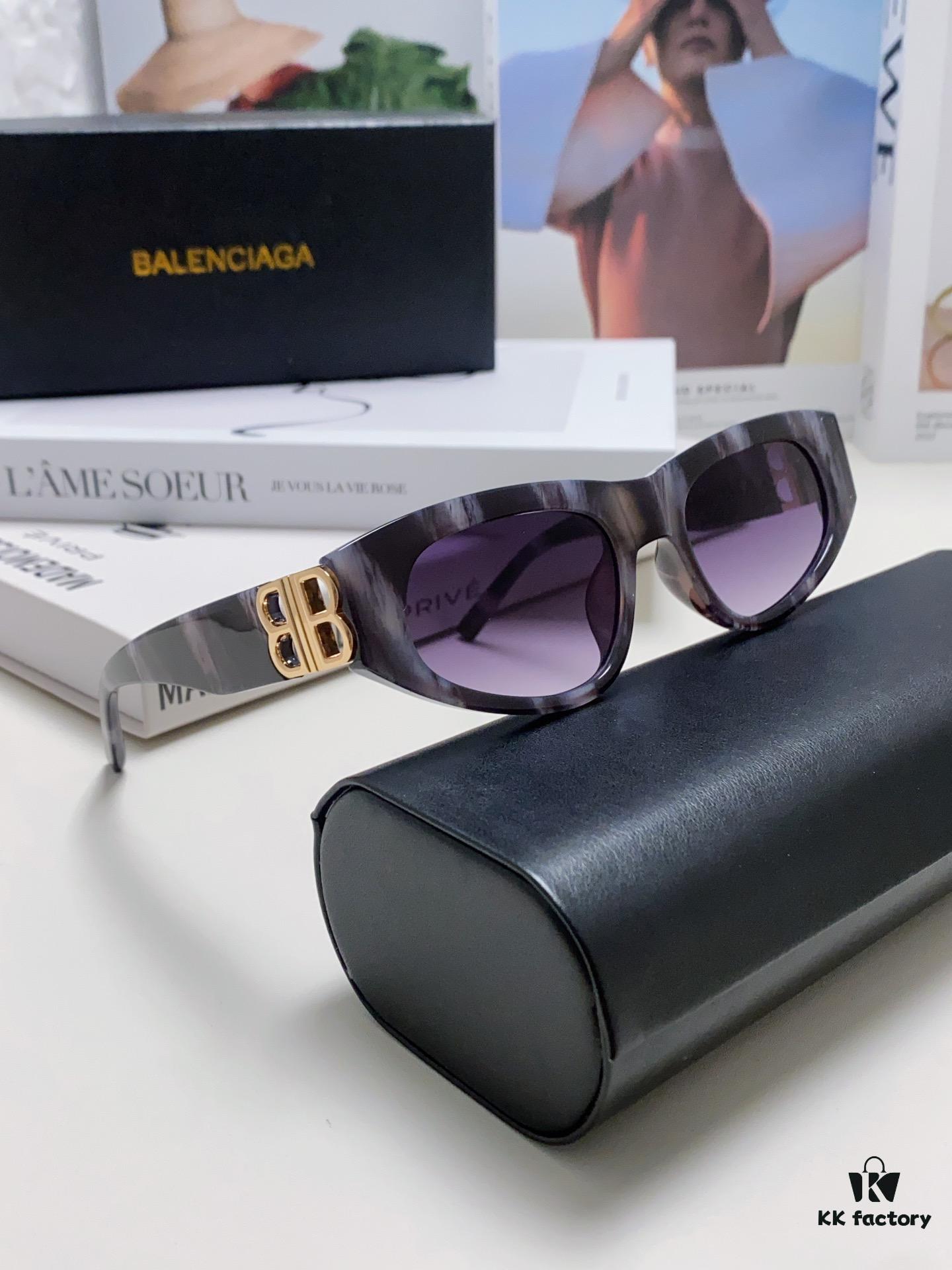 6931adcaccd8ab3d7afa1ff2 Balenciaga Black Sunglasses Double B Streetwear Women's Summer Sunglasses Ins 2024 New Hip-Hop Retro Fashion High-End UV Protection Eyewear