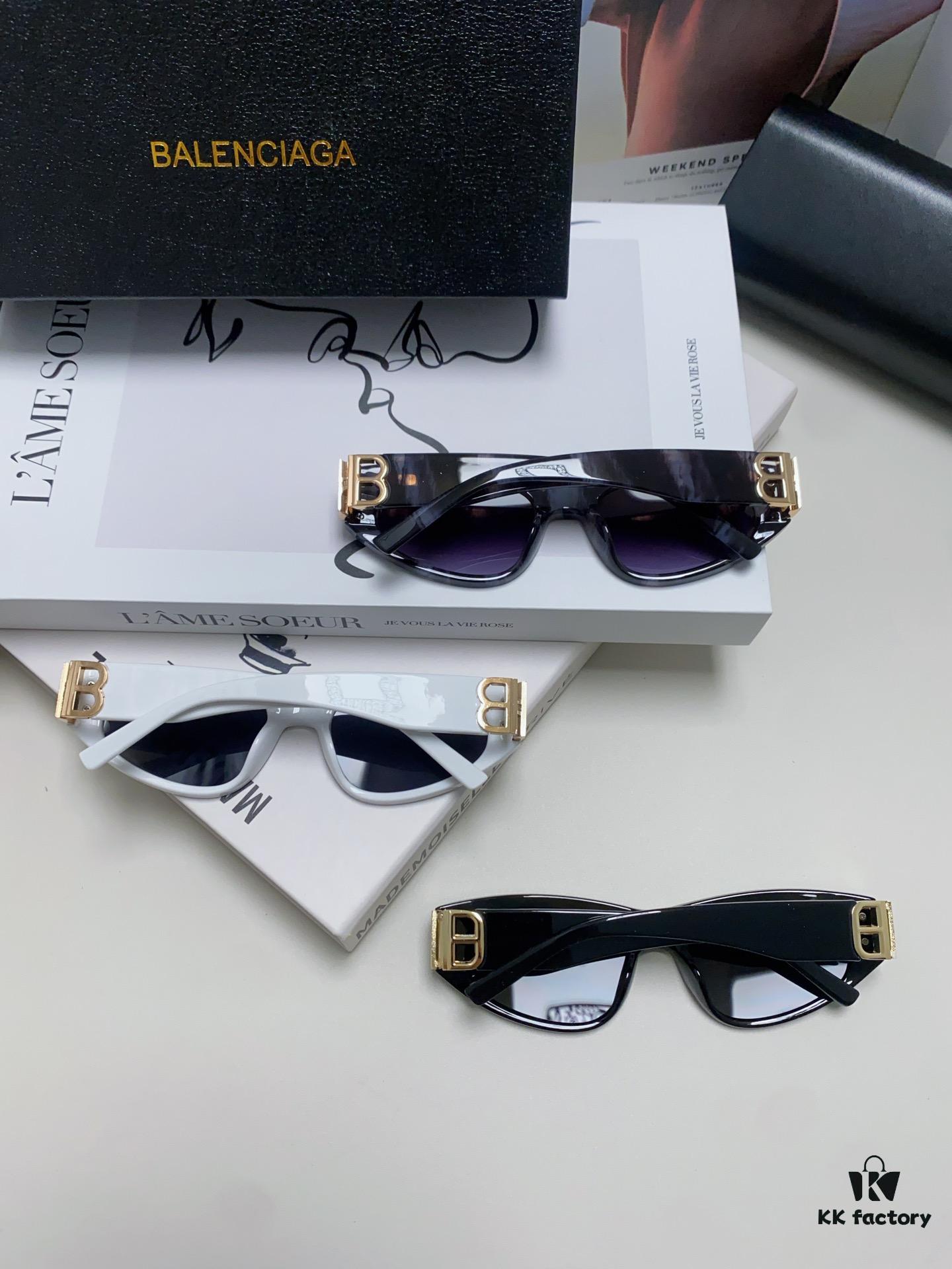 6931adcaccd8ab3d7afa1ff3 Balenciaga Black Sunglasses Double B Streetwear Women's Summer Sunglasses Ins 2024 New Hip-Hop Retro Fashion High-End UV Protection Eyewear