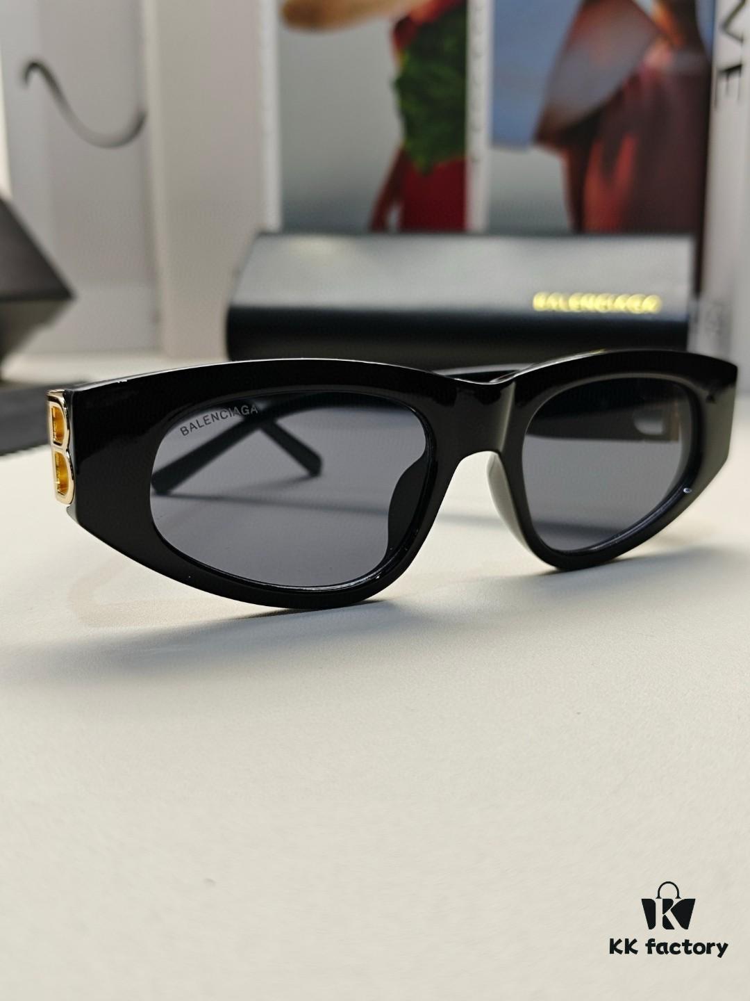 6931addaccd8ab3d7afa20c9 Balenciaga Black Sunglasses Double B Streetwear Women's Summer Sun Glasses Ins 2024 New Hip-Hop Retro Fashion High-End UV Protection Sunglasses