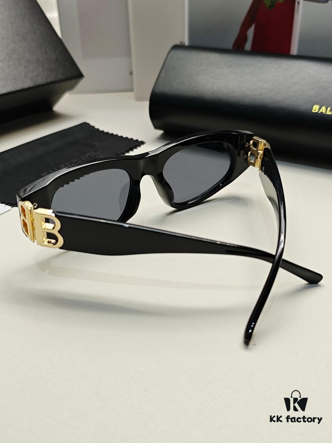 6931addaccd8ab3d7afa20ca Balenciaga Black Sunglasses Double B Streetwear Women's Summer Sun Glasses Ins 2024 New Hip-Hop Retro Fashion High-End UV Protection Sunglasses