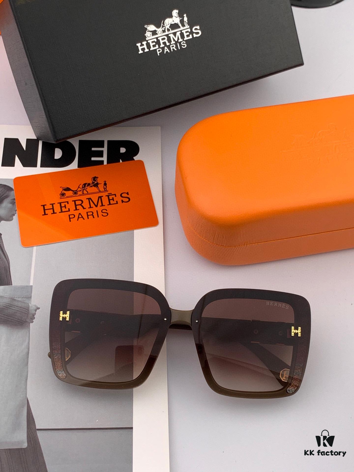 HERMES 2025 Spring New Arrival Original Release Highly Popular Luxury Square Sunglasses Model: H2304