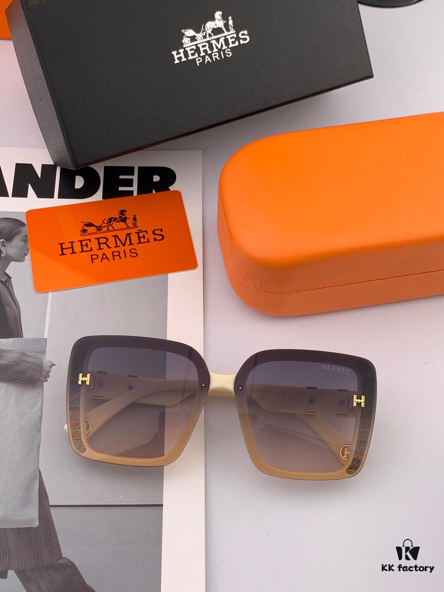 HERMES 2025 Spring New Arrival Original Release Highly Popular Luxury Square Sunglasses Model: H2304