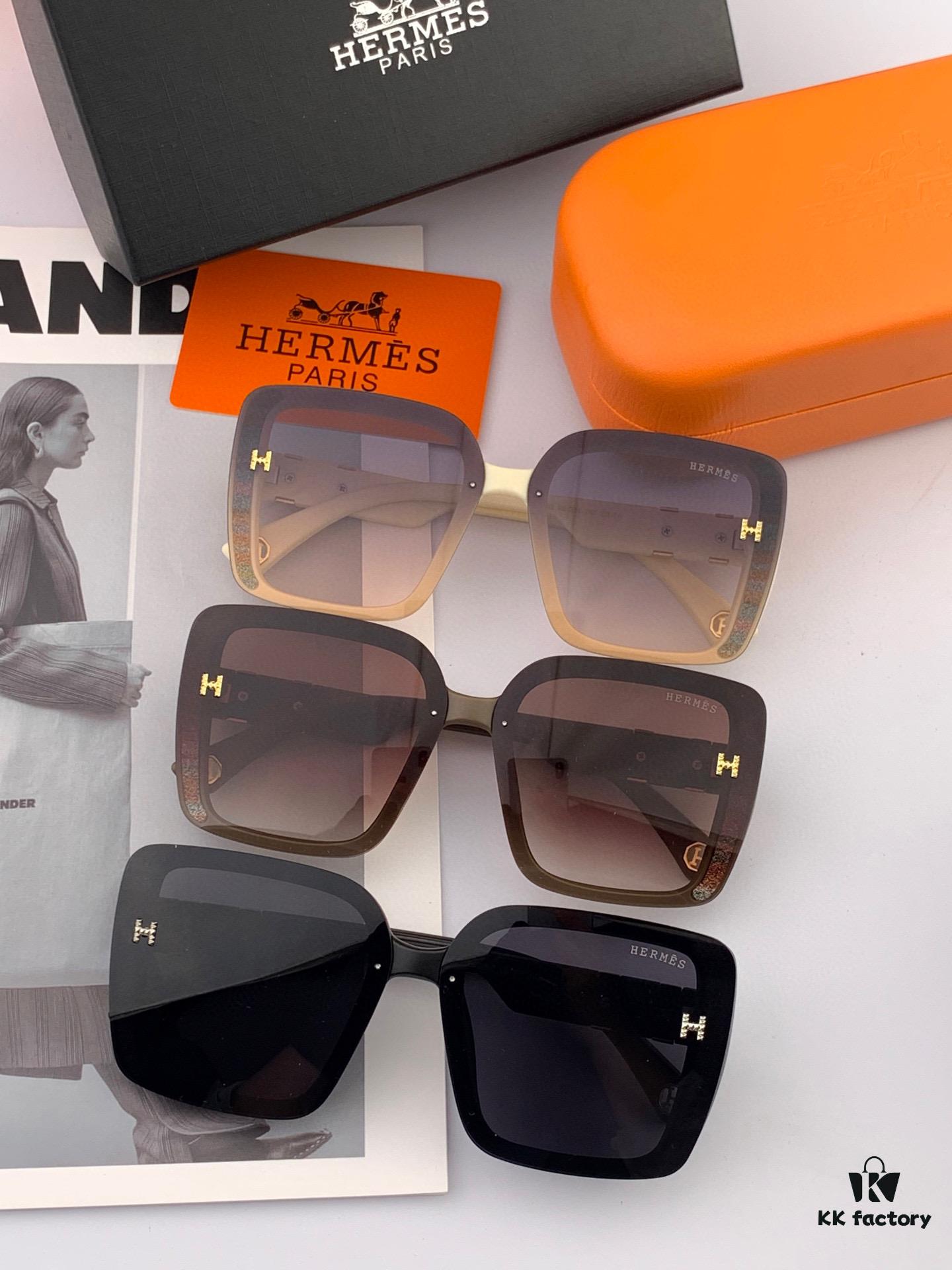 HERMES 2025 Spring New Arrival Original Release Highly Popular Luxury Square Sunglasses Model: H2304