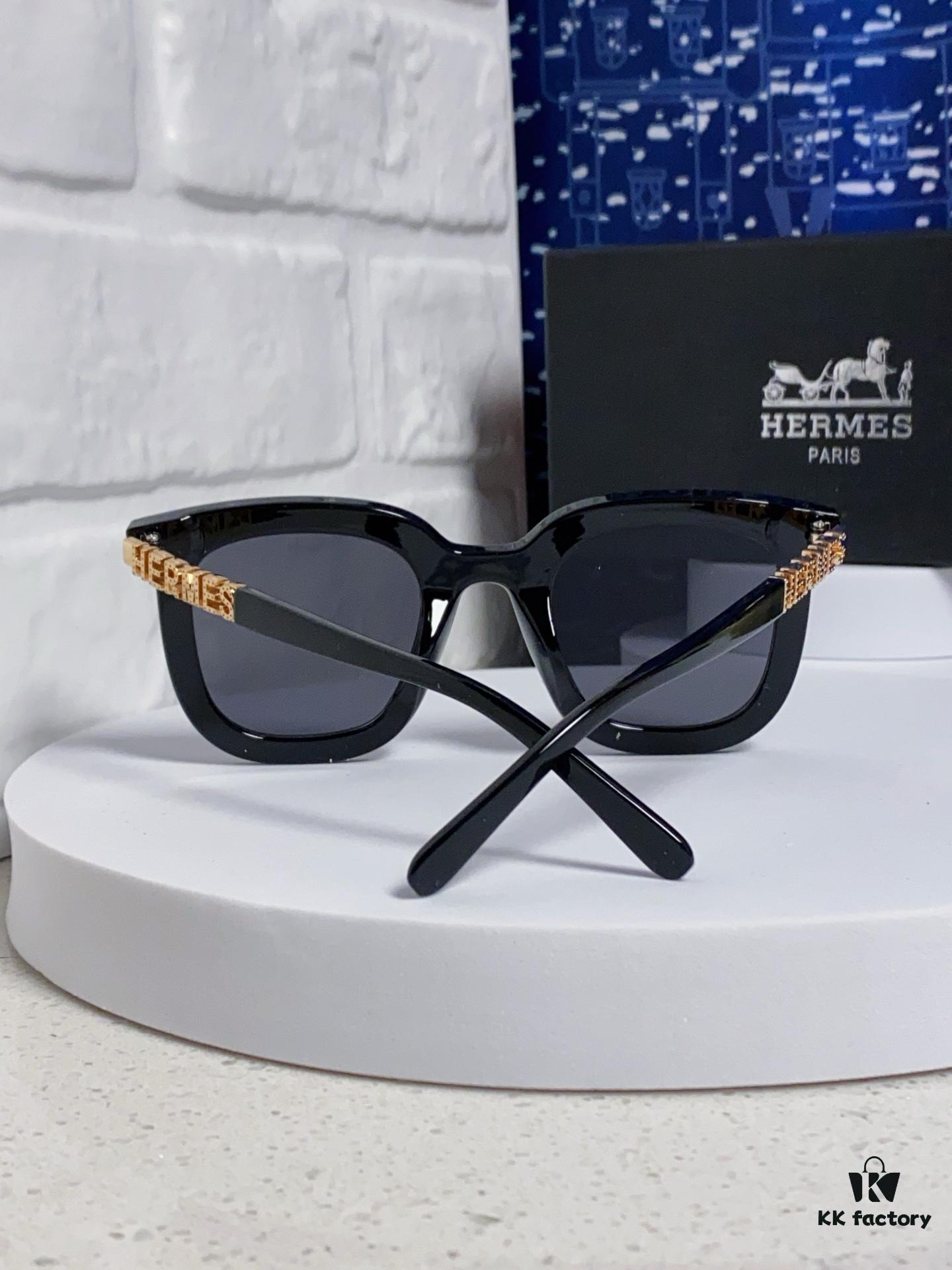 6931ae05ccd8ab3d7afa2320 Hermes 2025 New Arrival Retro Square Unisex Sunglasses for Women, Slimming Design for Round Faces, Fashionable Metal-Frame with Hollow Temples, Stylish UV-Protection Sunglasses