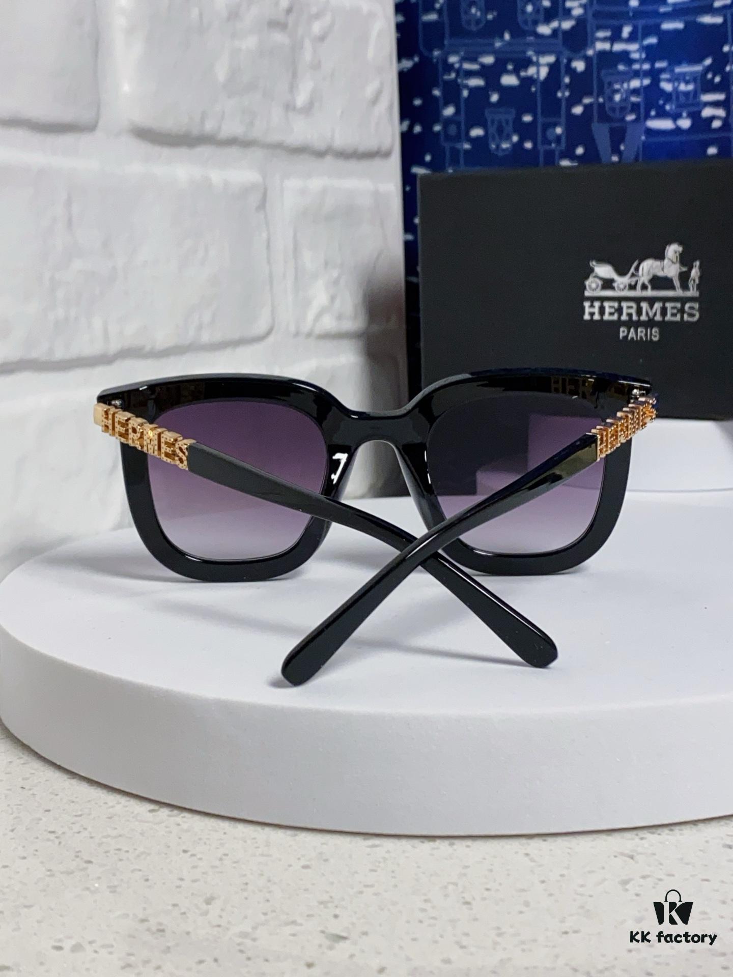 6931ae06ccd8ab3d7afa232c Hermes 2025 New Arrival Retro Square Unisex Sunglasses for Women, Slimming Frame for Round Faces, Fashionable Metal Hollow-out Temples, UV Protection