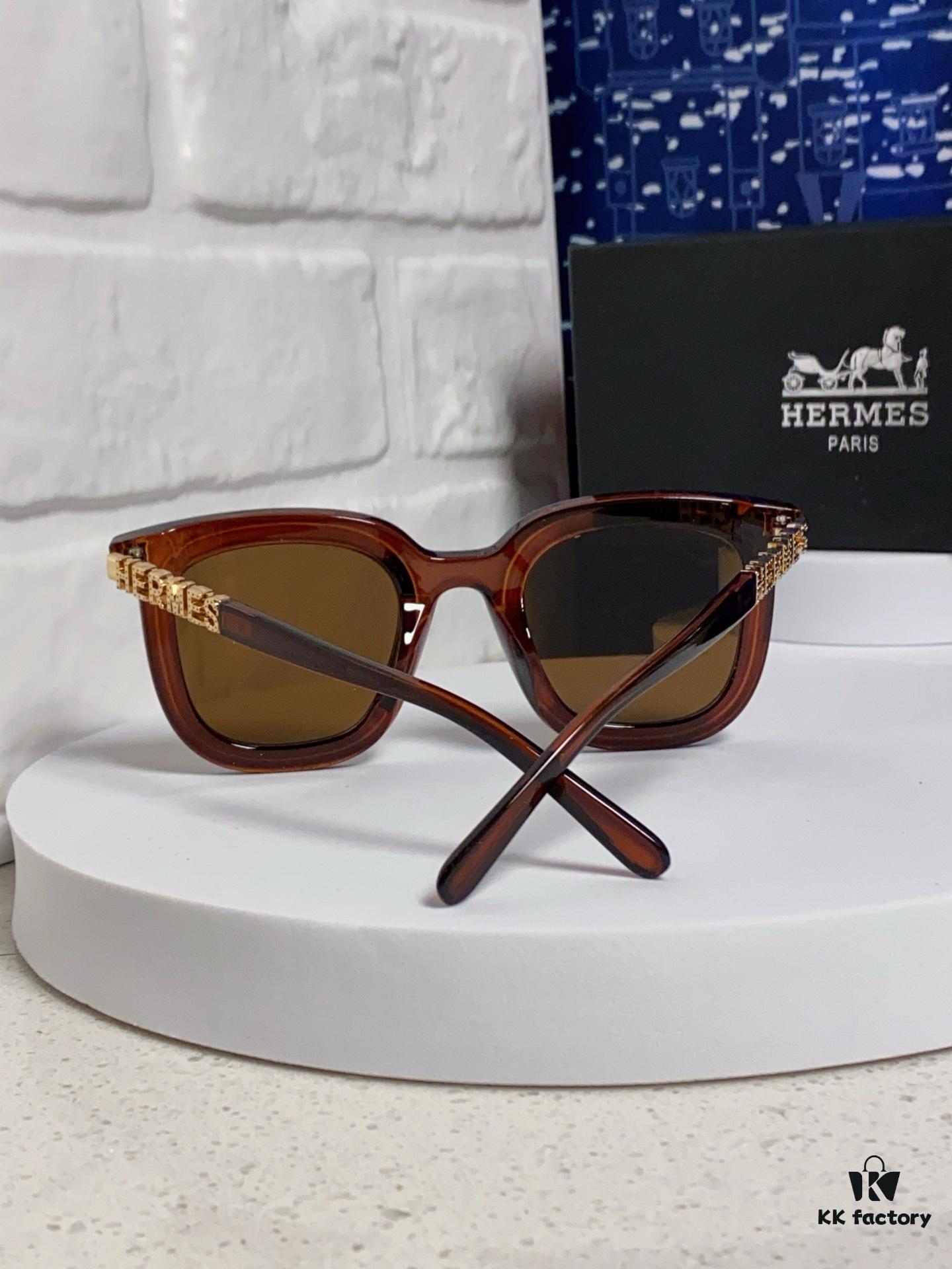6931ae09ccd8ab3d7afa2352 Hermes 2025 New Arrival Retro Square Unisex Sunglasses for Women, Slimming Design for Round Faces, Fashionable Metal-Frame with Cut-Out Temples, UV-Protective Sunglasses