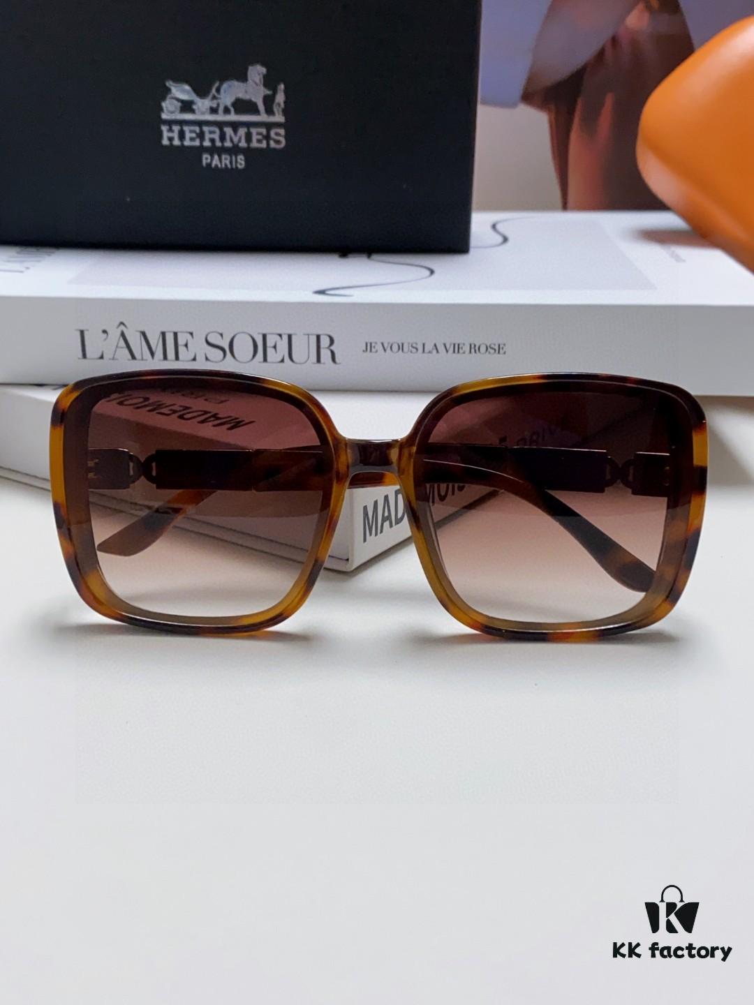 6931ae13ccd8ab3d7afa23de Hermes 2024 New Arrival Women's Oversized Round-Square Sunglasses with Polarized UV Protection for Driving, Face-Framing Sun Glasses