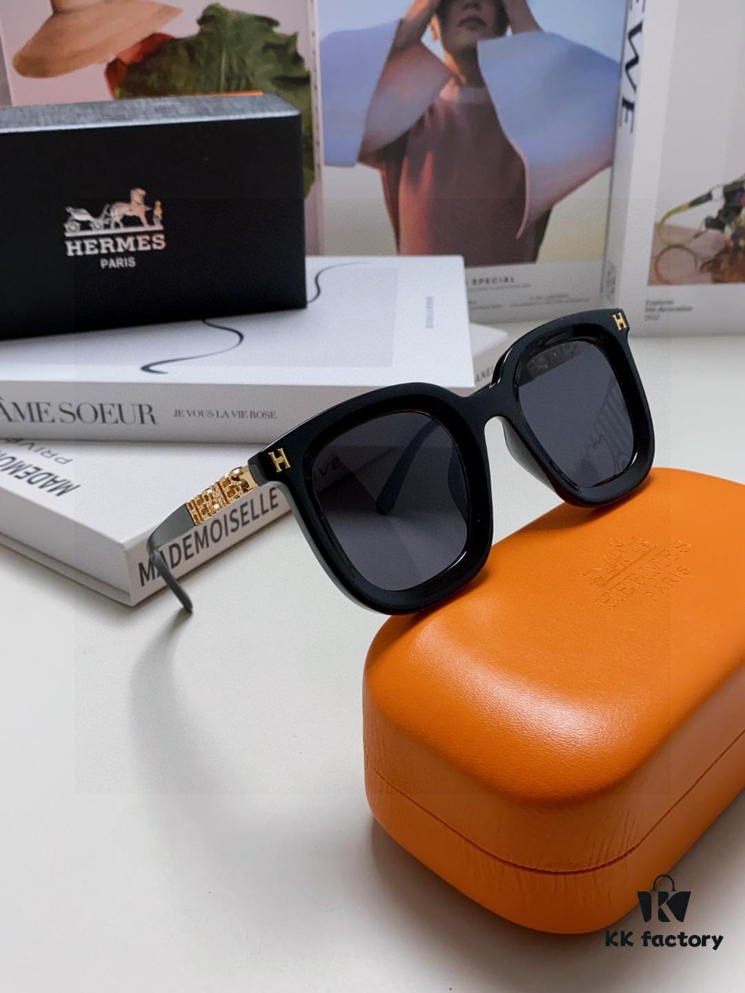 6931ae18ccd8ab3d7afa2422 Hermes 2025 New Arrival Retro Square Unisex Sunglasses for Women, Slimming Design for Round Faces, Fashionable Influencer-Style Sunglasses with Metal Cut-Out Temples, UV-Protective Eyewear