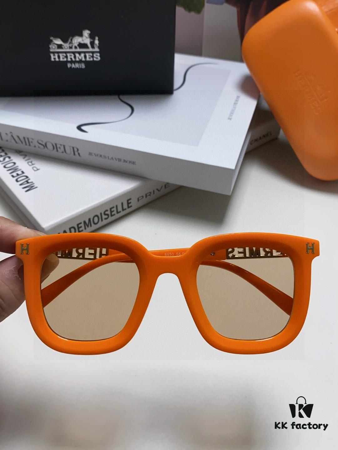 6931ae19ccd8ab3d7afa2434 Hermes 2025 New Arrival Retro Square Unisex Sunglasses for Women, Slimming Frame for Round Faces, Fashionable High-End Metal Hollow-Out Temples, UV Protection Sun Glasses