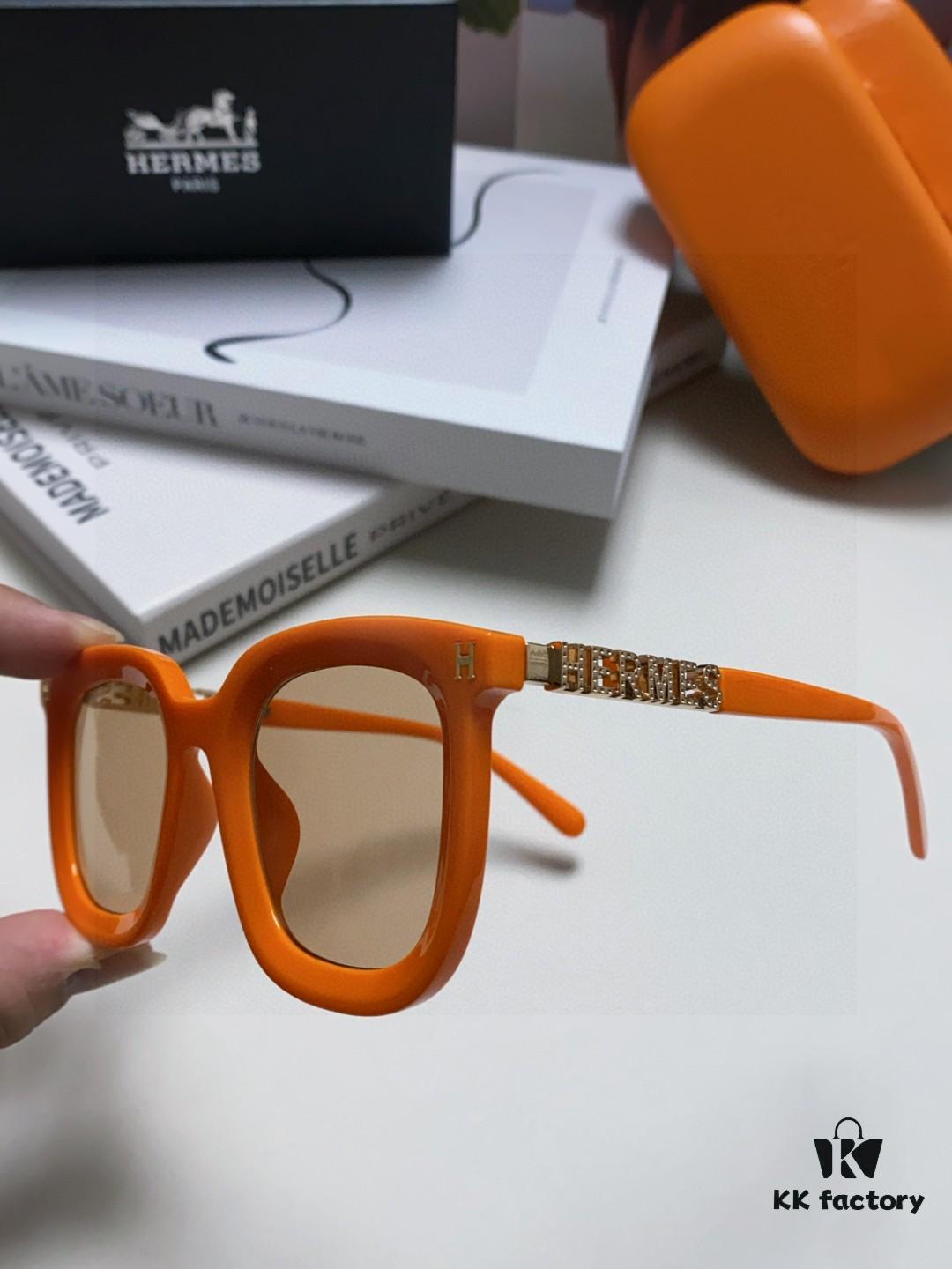 6931ae19ccd8ab3d7afa2436 Hermes 2025 New Arrival Retro Square Unisex Sunglasses for Women, Slimming Frame for Round Faces, Fashionable High-End Metal Hollow-Out Temples, UV Protection Sun Glasses