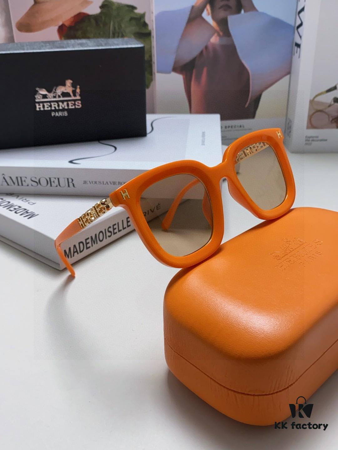 6931ae19ccd8ab3d7afa2438 Hermes 2025 New Arrival Retro Square Unisex Sunglasses for Women, Slimming Frame for Round Faces, Fashionable High-End Metal Hollow-Out Temples, UV Protection Sun Glasses