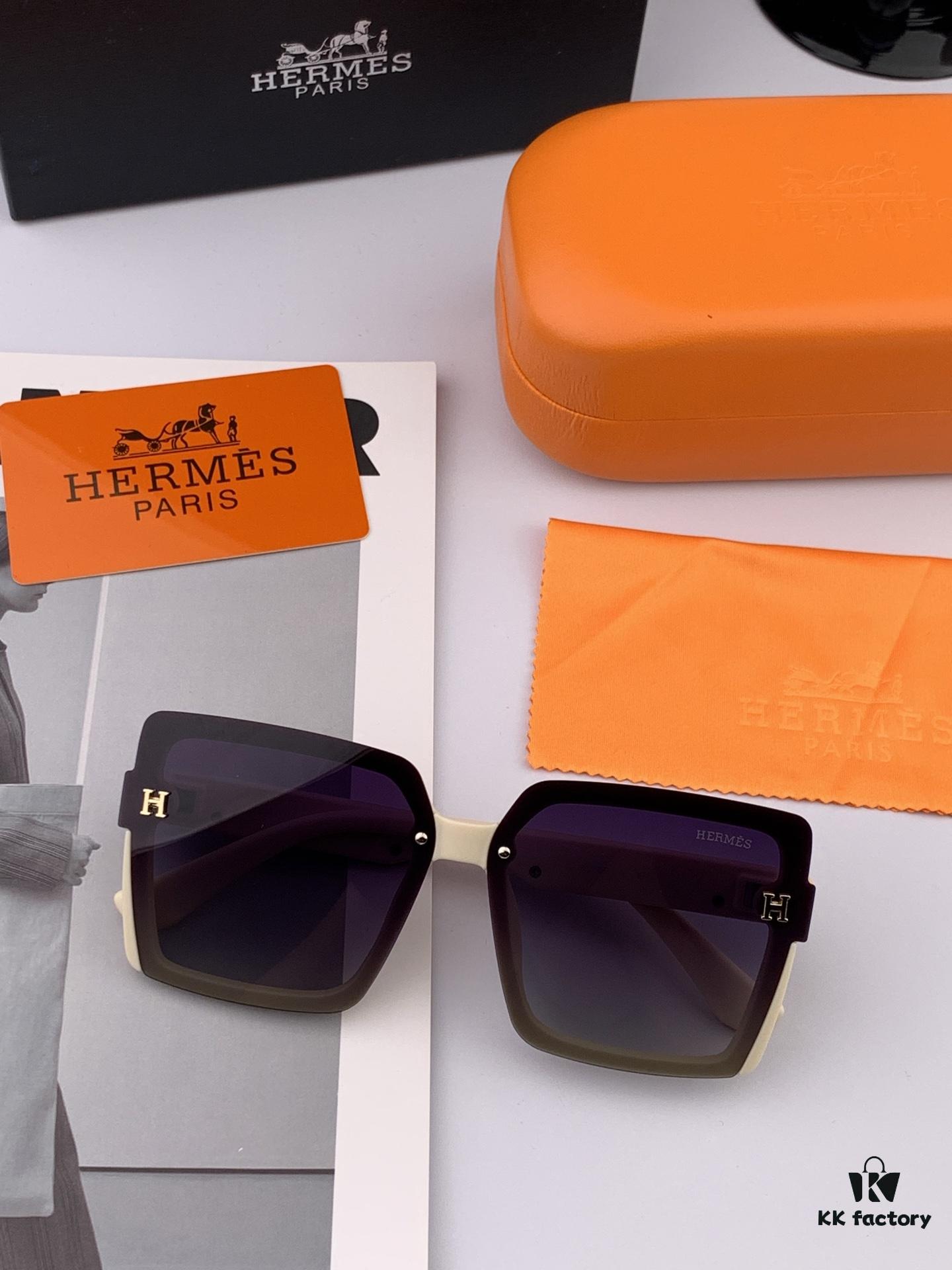 HERMES Spring 2025 New Arrival Original Luxury Square Sunglasses - High-Quality Designer Shades with Iconic Logo