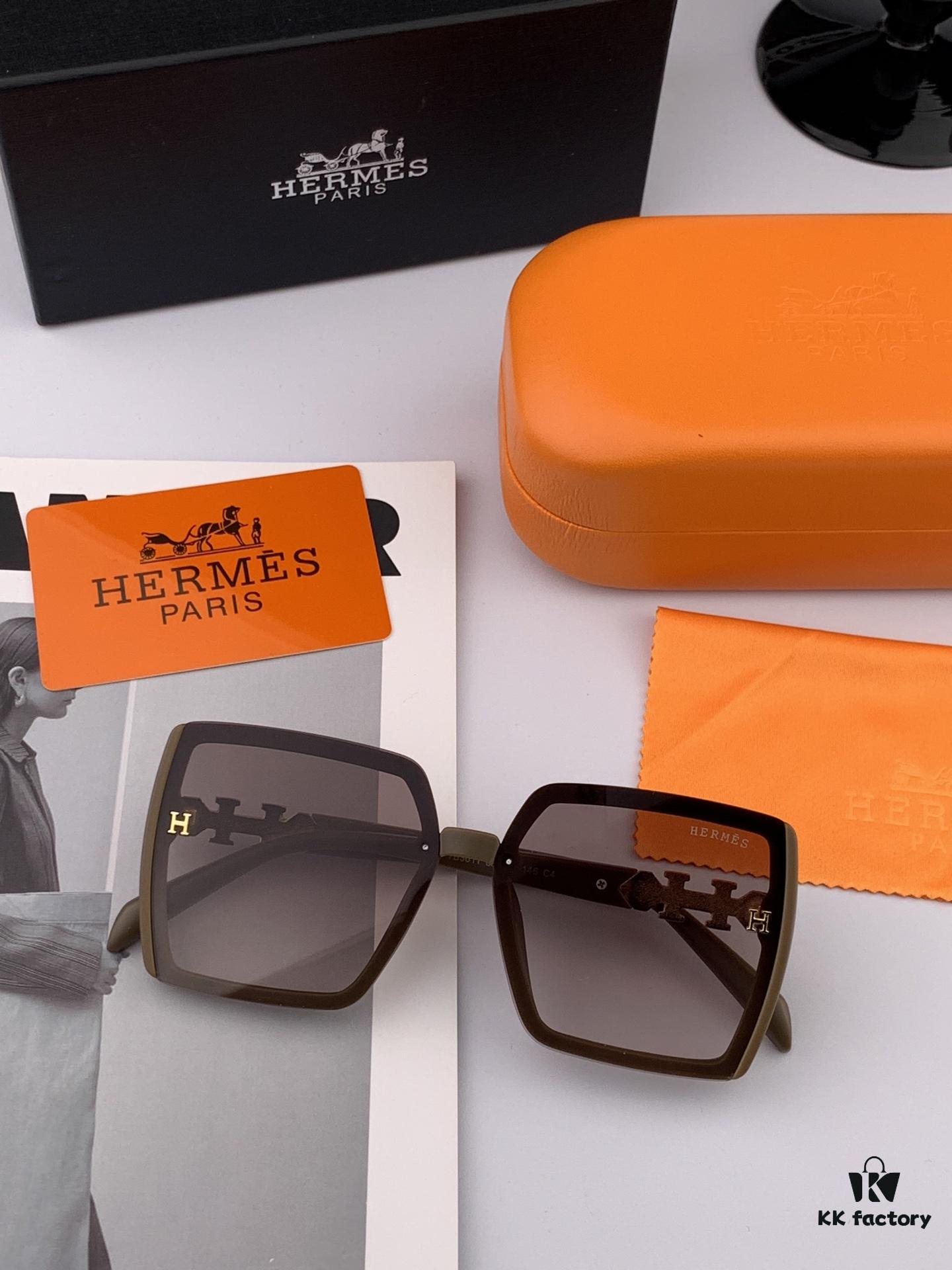 6931ae1bccd8ab3d7afa244f HERMES 2025 Spring New Arrival Original Release Famous Internet Influencer Ultra Popular Luxury Square Sunglasses Classic Full-Frame Design High-Quality Authentic Brand Model: H1301