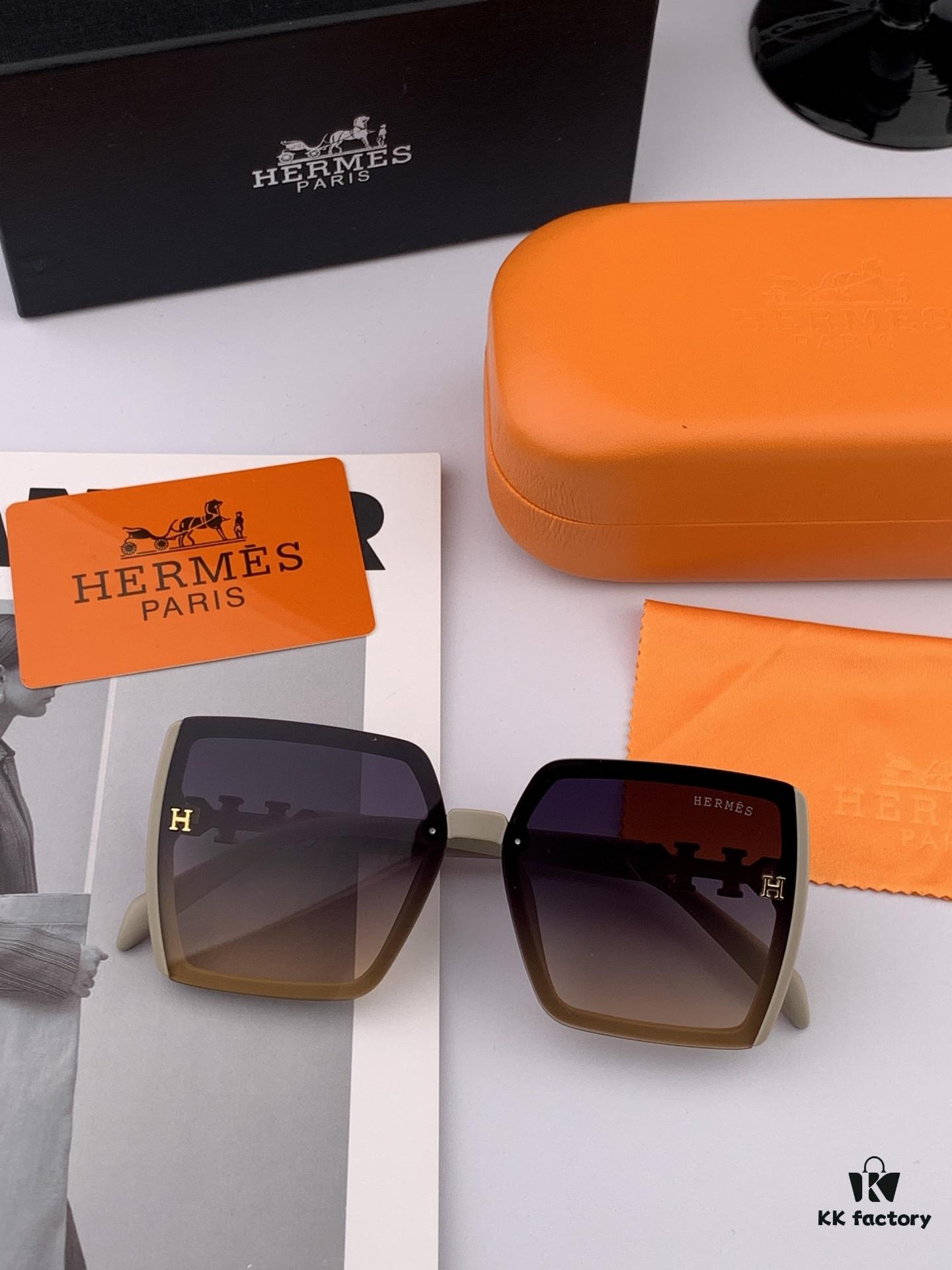 6931ae1bccd8ab3d7afa2451 HERMES 2025 Spring New Arrival Original Release Famous Internet Influencer Ultra Popular Luxury Square Sunglasses Classic Full-Frame Design High-Quality Authentic Brand Model: H1301