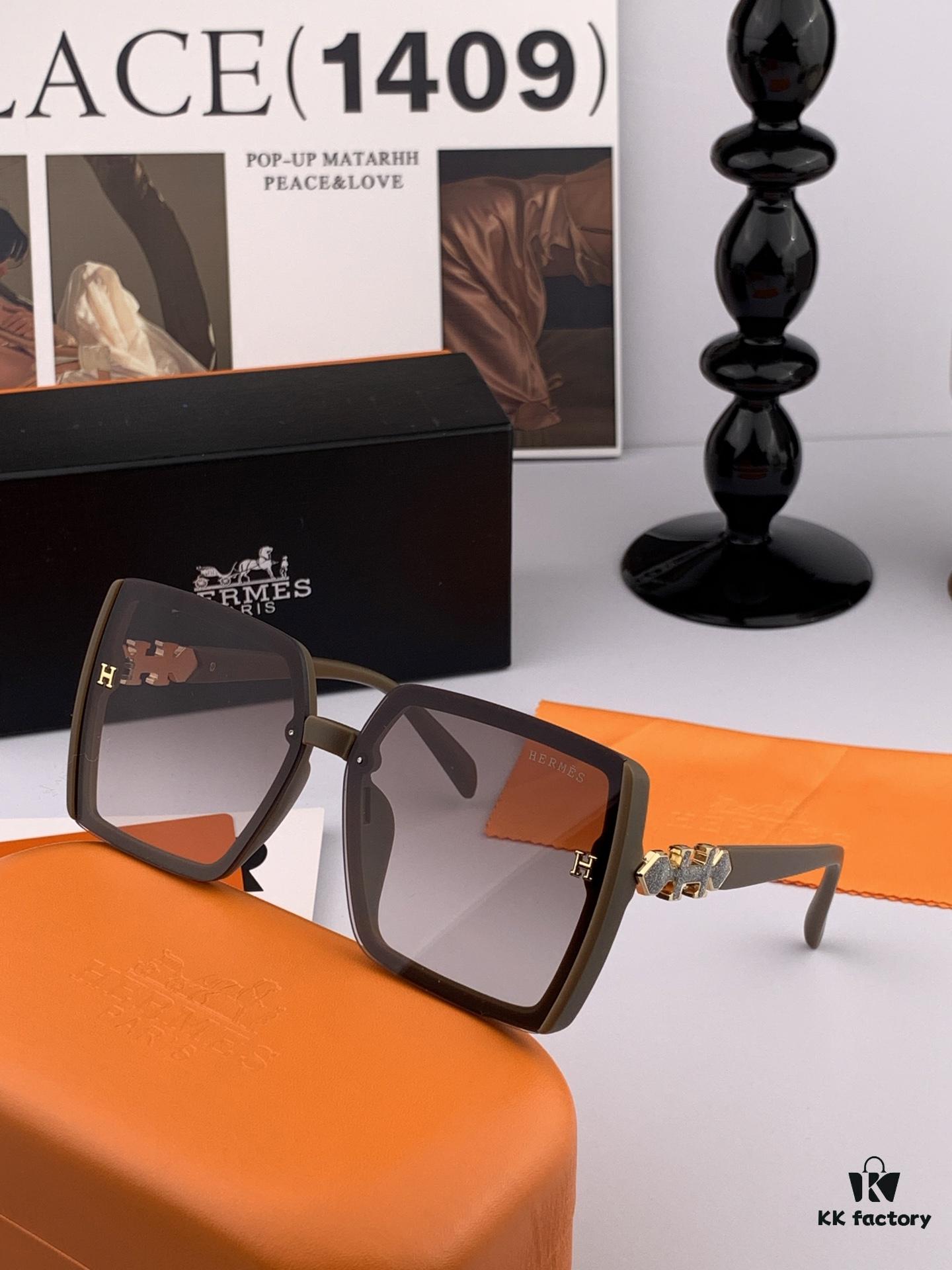 6931ae1bccd8ab3d7afa2452 HERMES 2025 Spring New Arrival Original Release Famous Internet Influencer Ultra Popular Luxury Square Sunglasses Classic Full-Frame Design High-Quality Authentic Brand Model: H1301