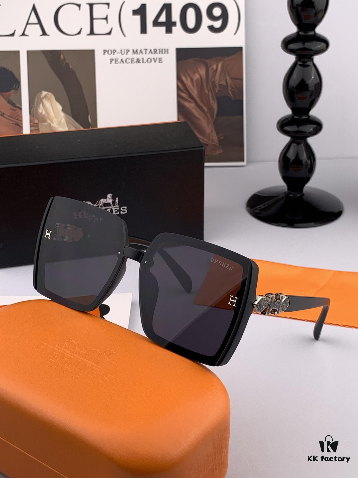 6931ae1bccd8ab3d7afa2453 HERMES 2025 Spring New Arrival Original Release Famous Internet Influencer Ultra Popular Luxury Square Sunglasses Classic Full-Frame Design High-Quality Authentic Brand Model: H1301
