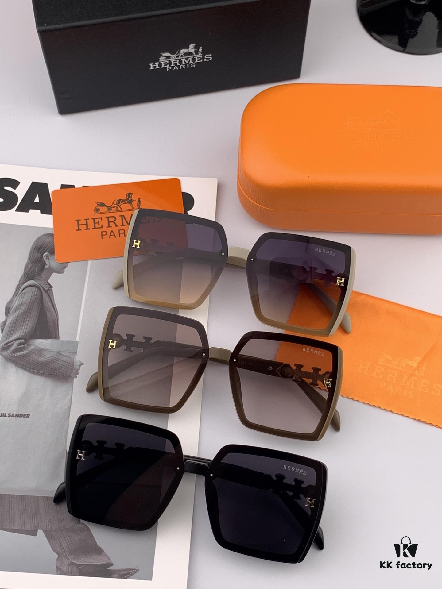 6931ae1bccd8ab3d7afa2455 HERMES 2025 Spring New Arrival Original Release Famous Internet Influencer Ultra Popular Luxury Square Sunglasses Classic Full-Frame Design High-Quality Authentic Brand Model: H1301