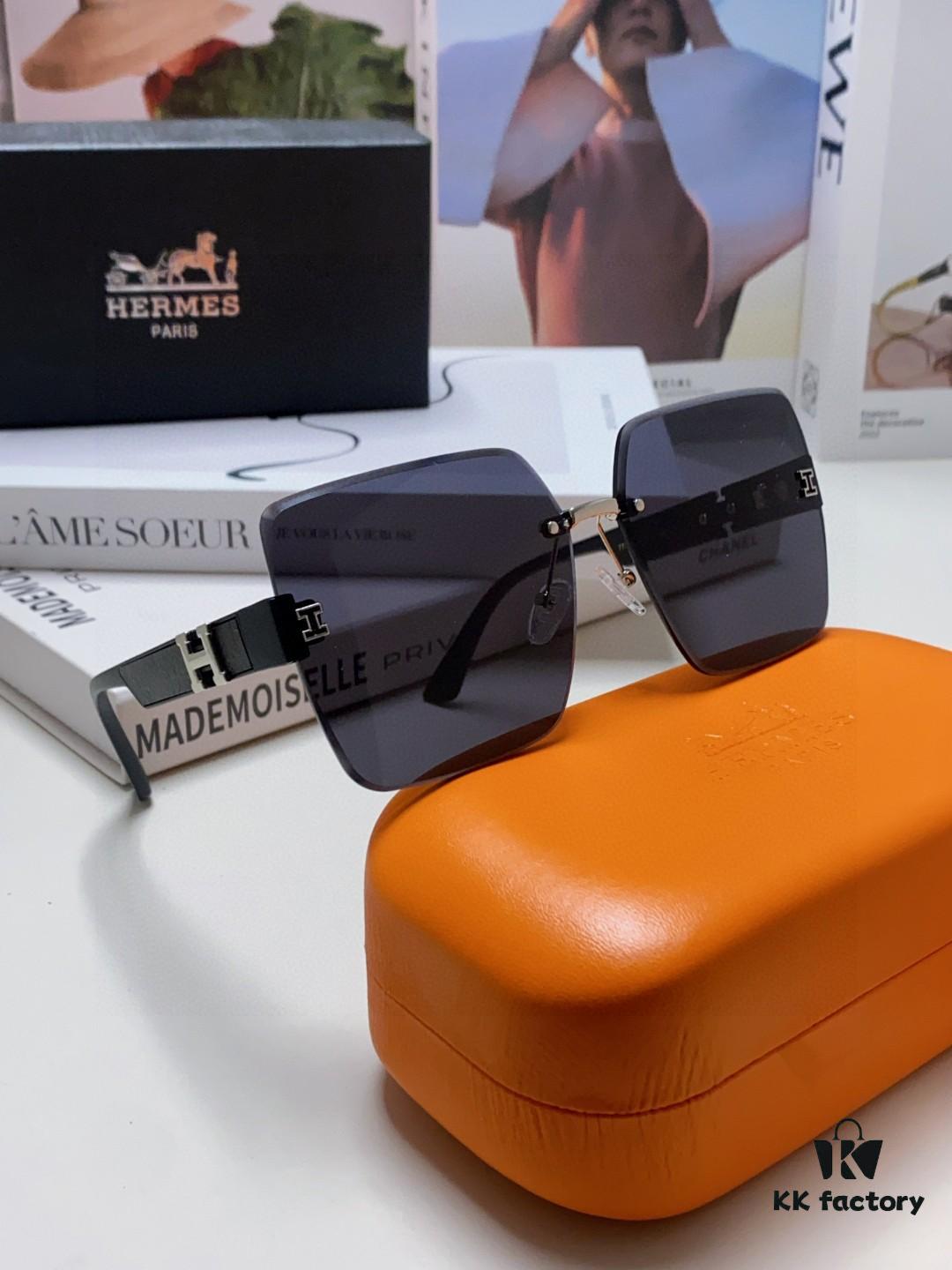 6931ae29ccd8ab3d7afa251c Hermes 2025 New Unisex Frameless Square Sunglasses UV Protection Stylish Beach Sun Glasses for Driving Face-Framing Sunblock Eyewear