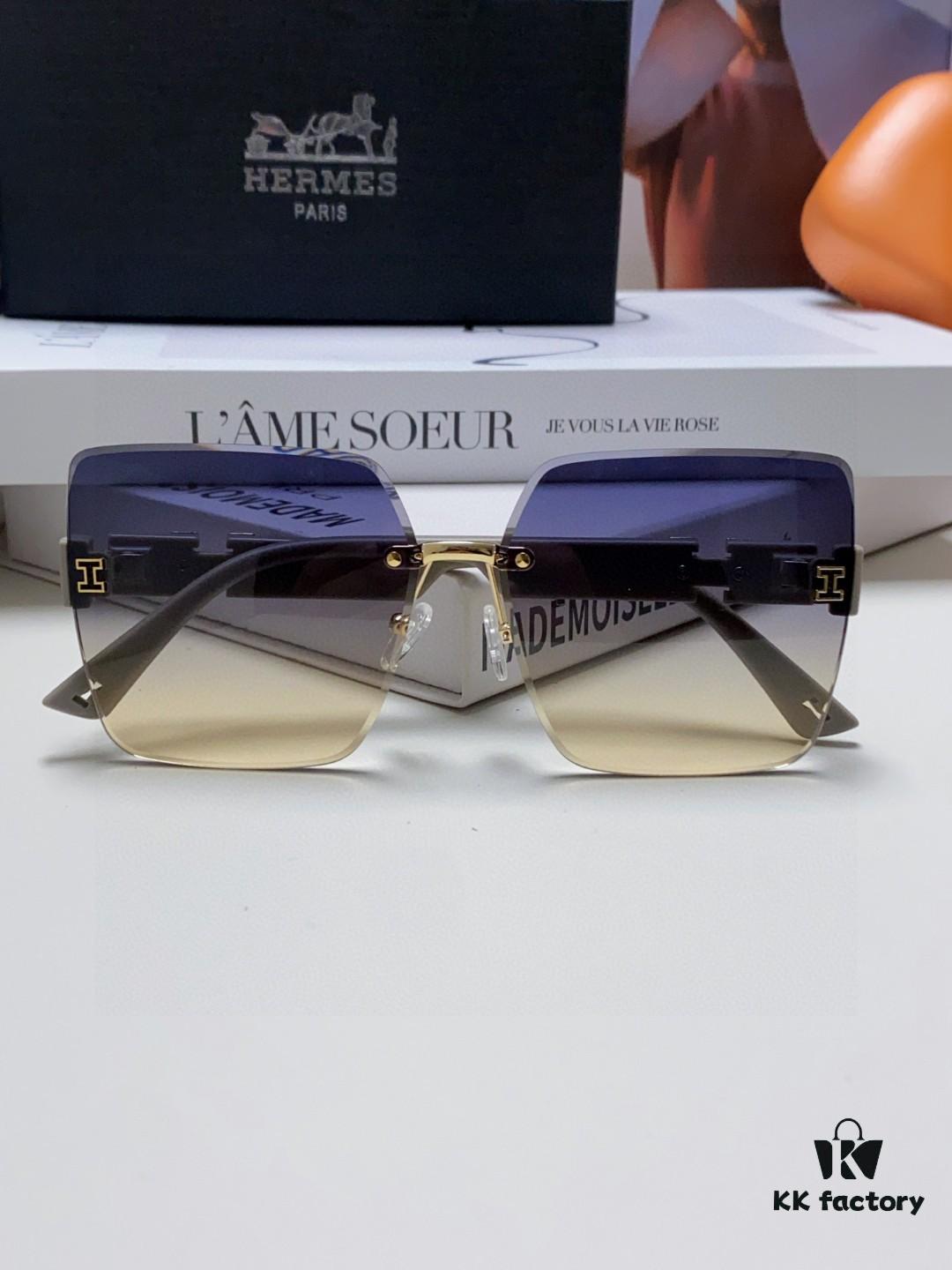 6931ae2bccd8ab3d7afa2531 Hermes 2025 New Arrival Frameless Square Sunglasses, UV Protection Beach Sun Glasses with Slimming Effect, Stylish Unisex Driving Shades