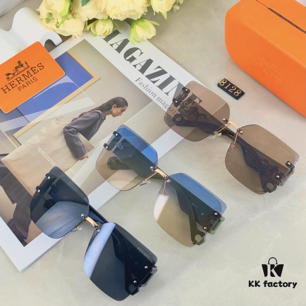 6931ae3fccd8ab3d7afa2600 Hermes Women's Ava Large Frame Sunglasses, Frameless Cut-Out Fashion Sun Glasses for Slimming Look, Trendy Influencer Streetwear Eyewear